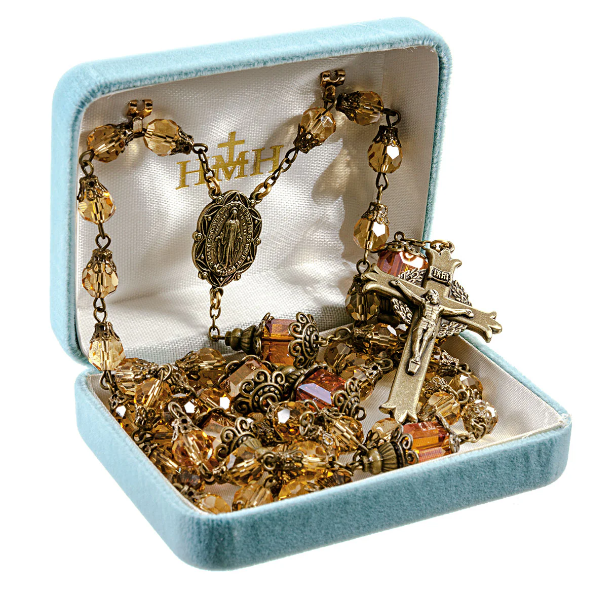 Queenship of Mary Champagne Crystal Rosary - Image 2
