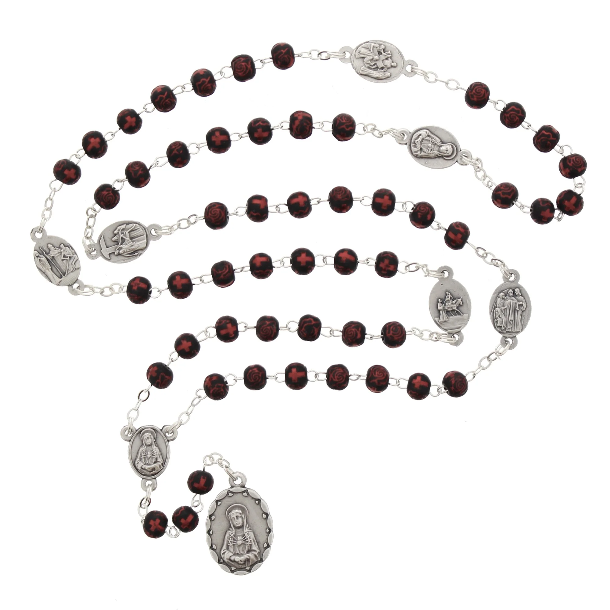 Red-Black Seven Sorrows Rosary Chaplet - Image 2
