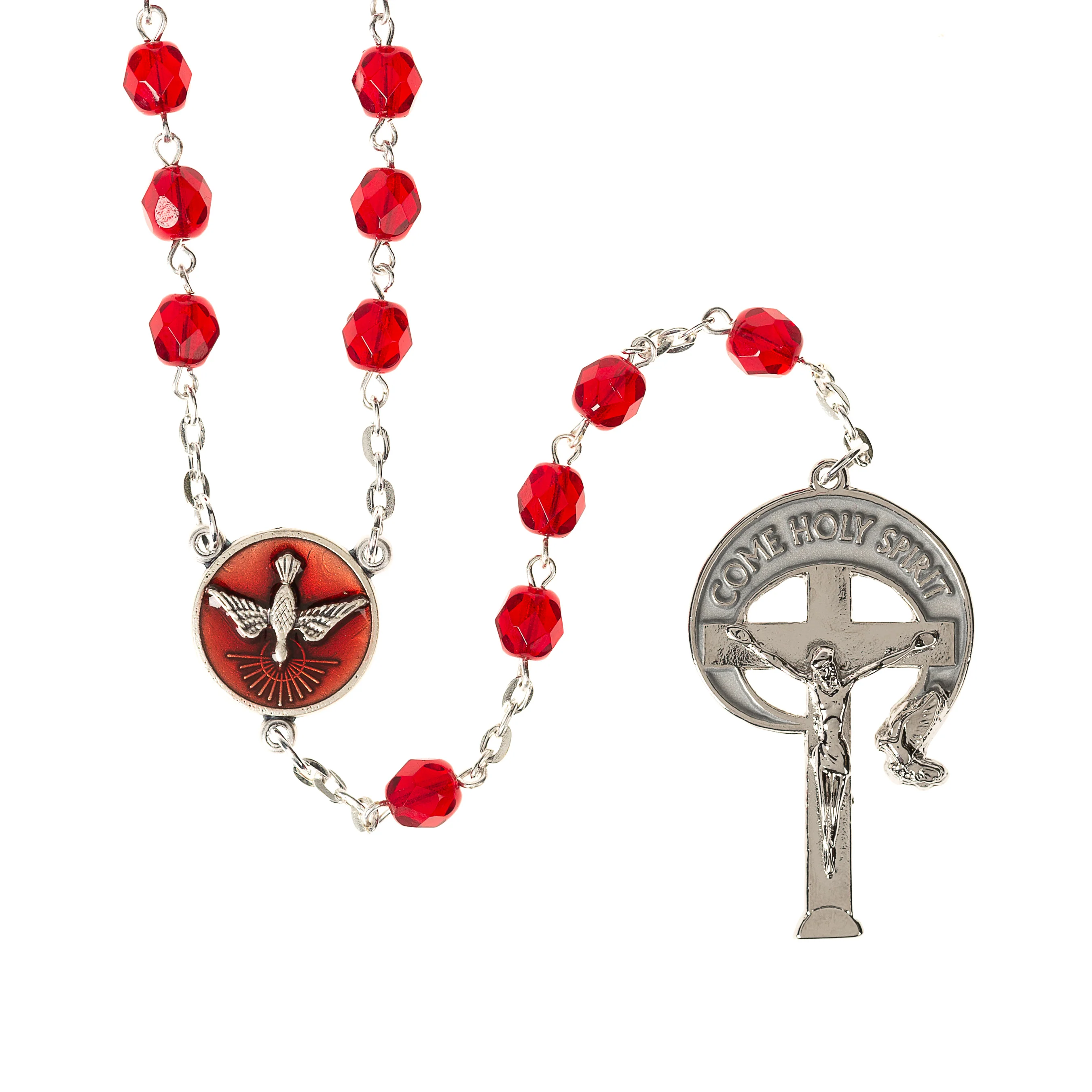 Red Crystal Confirmation Rosary - Image 2