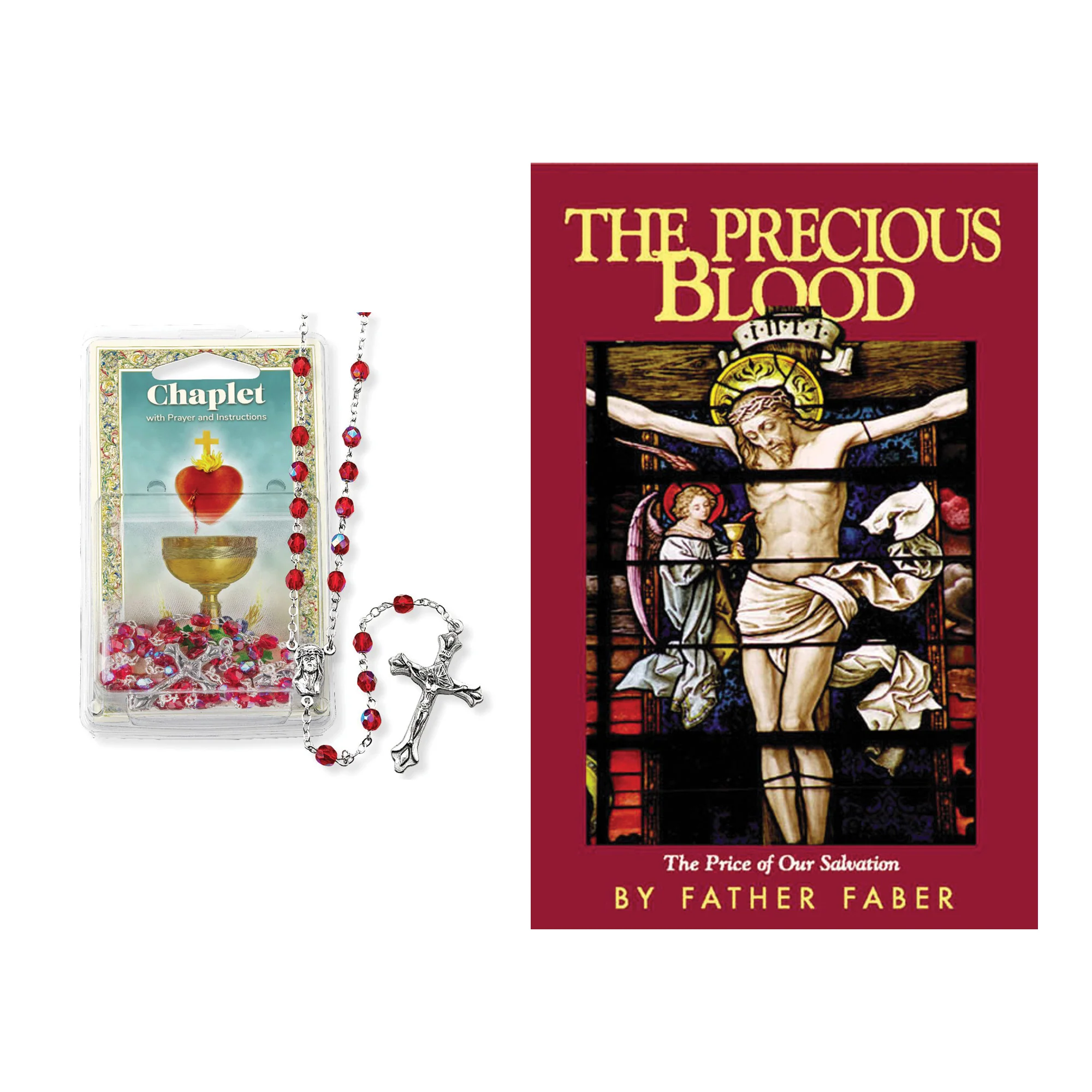 Red Crystal Precious Blood Chaplet & The Precious Blood: The Price of Our Salvation Book (Gift Set) - Image 2