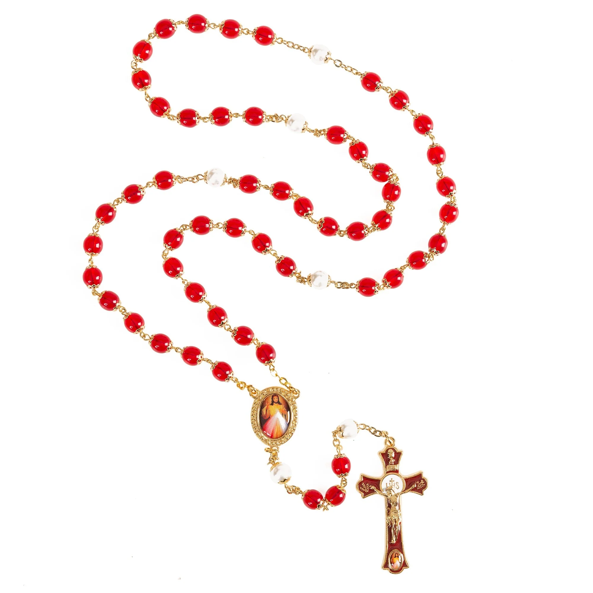 Red Divine Mercy Decal Rosary - Image 2