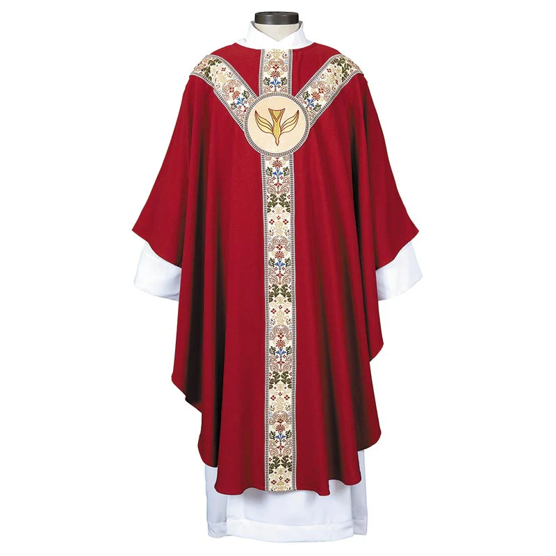 Red Holy Spirit Semi-Gothic Chasuble