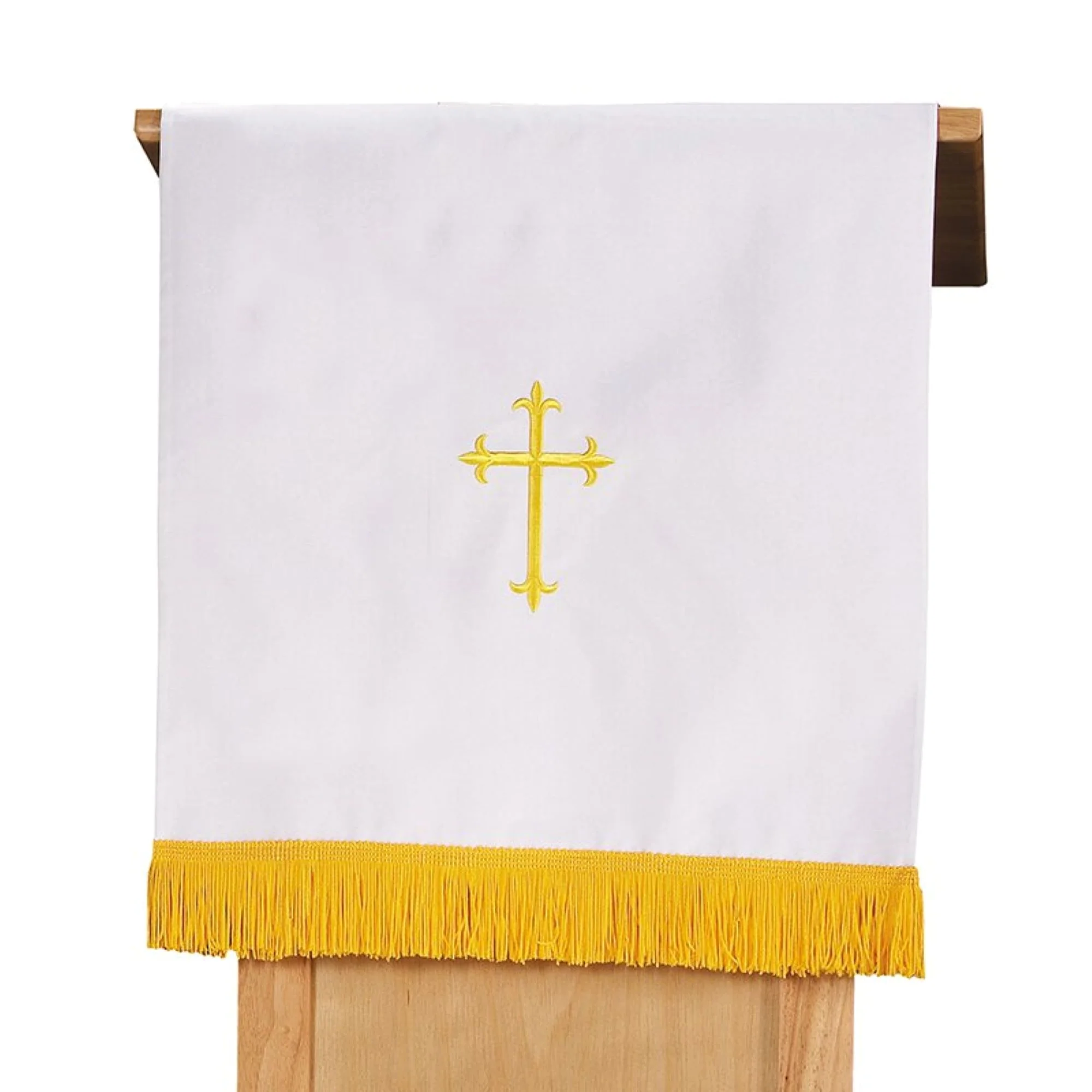 Red/White Pulpit Scarf with Fringe - Image 2