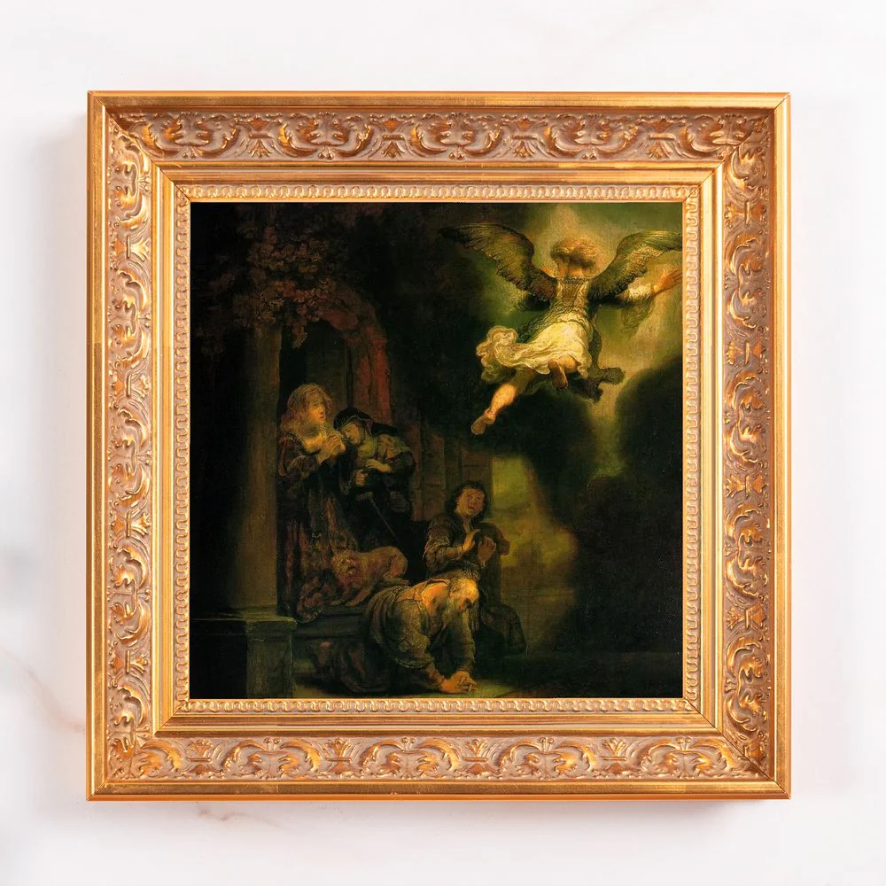 Rembrandt's Archangel Raphael Framed Canvas - Sacred Mini Collection - Image 2