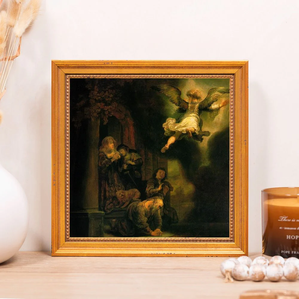 Rembrandt's Archangel Raphael Framed Canvas - Sacred Mini Collection - Image 8