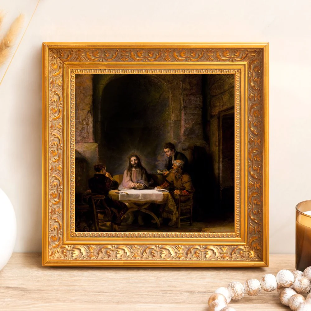 Rembrandt's Supper at Emmaus Framed Canvas - Sacred Mini Collection