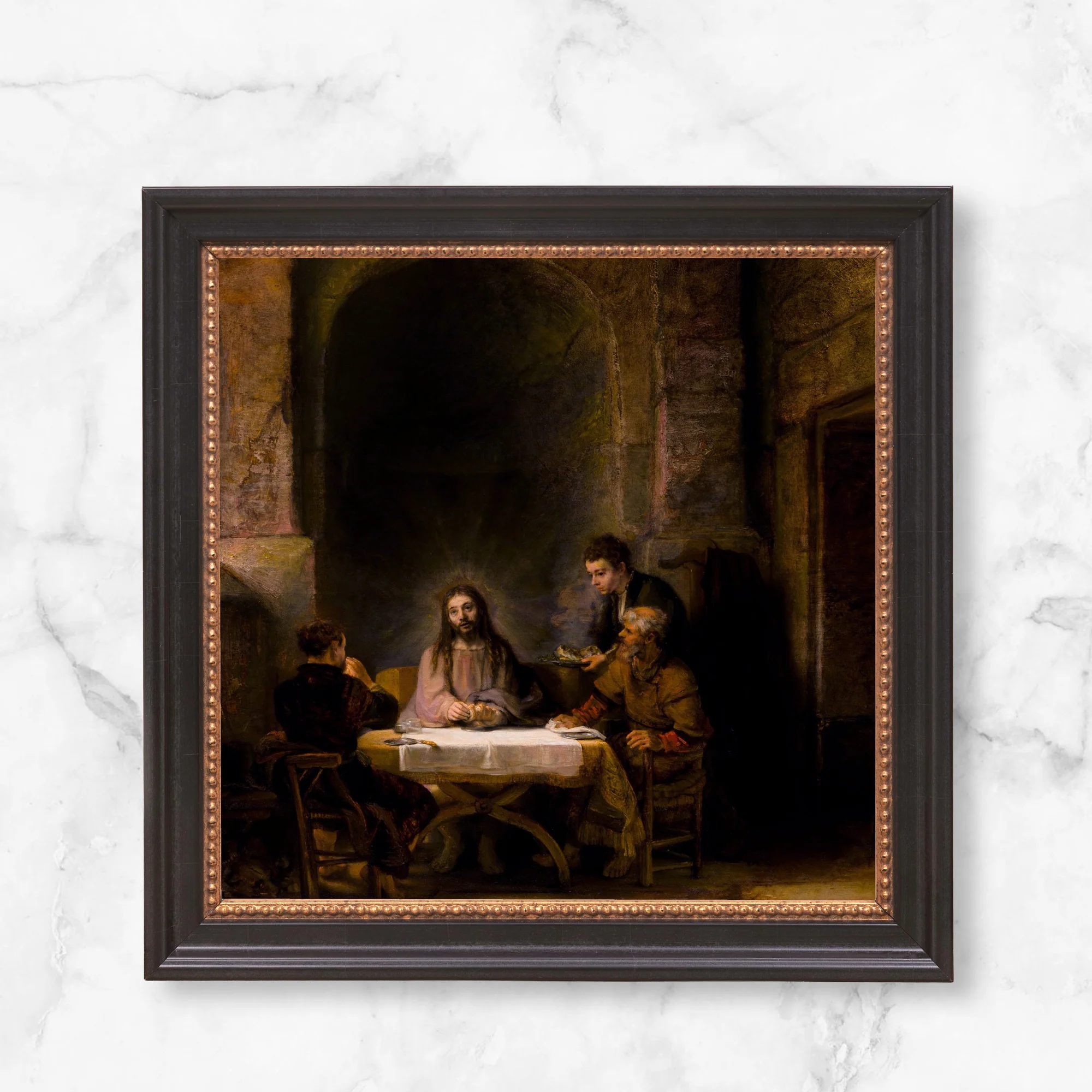 Rembrandt's Supper at Emmaus Framed Canvas - Sacred Mini Collection - Image 10
