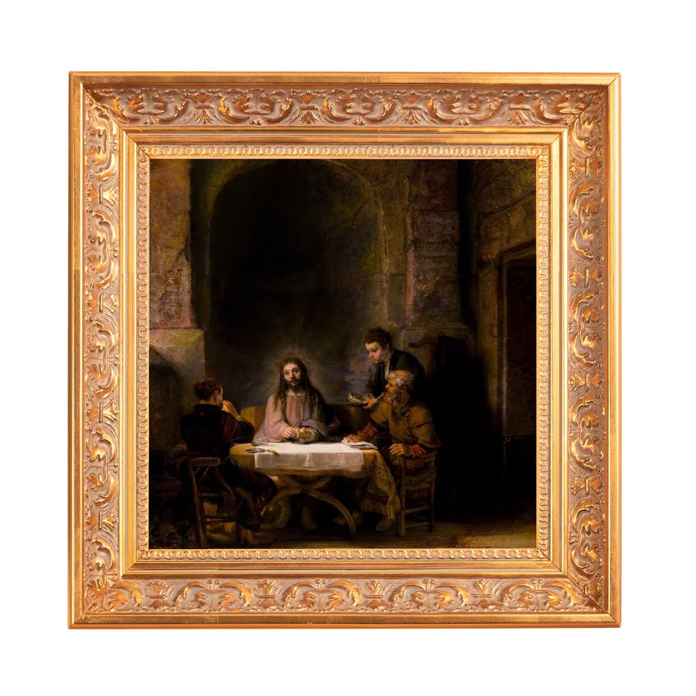 Rembrandt's Supper at Emmaus Framed Canvas - Sacred Mini Collection - Image 3