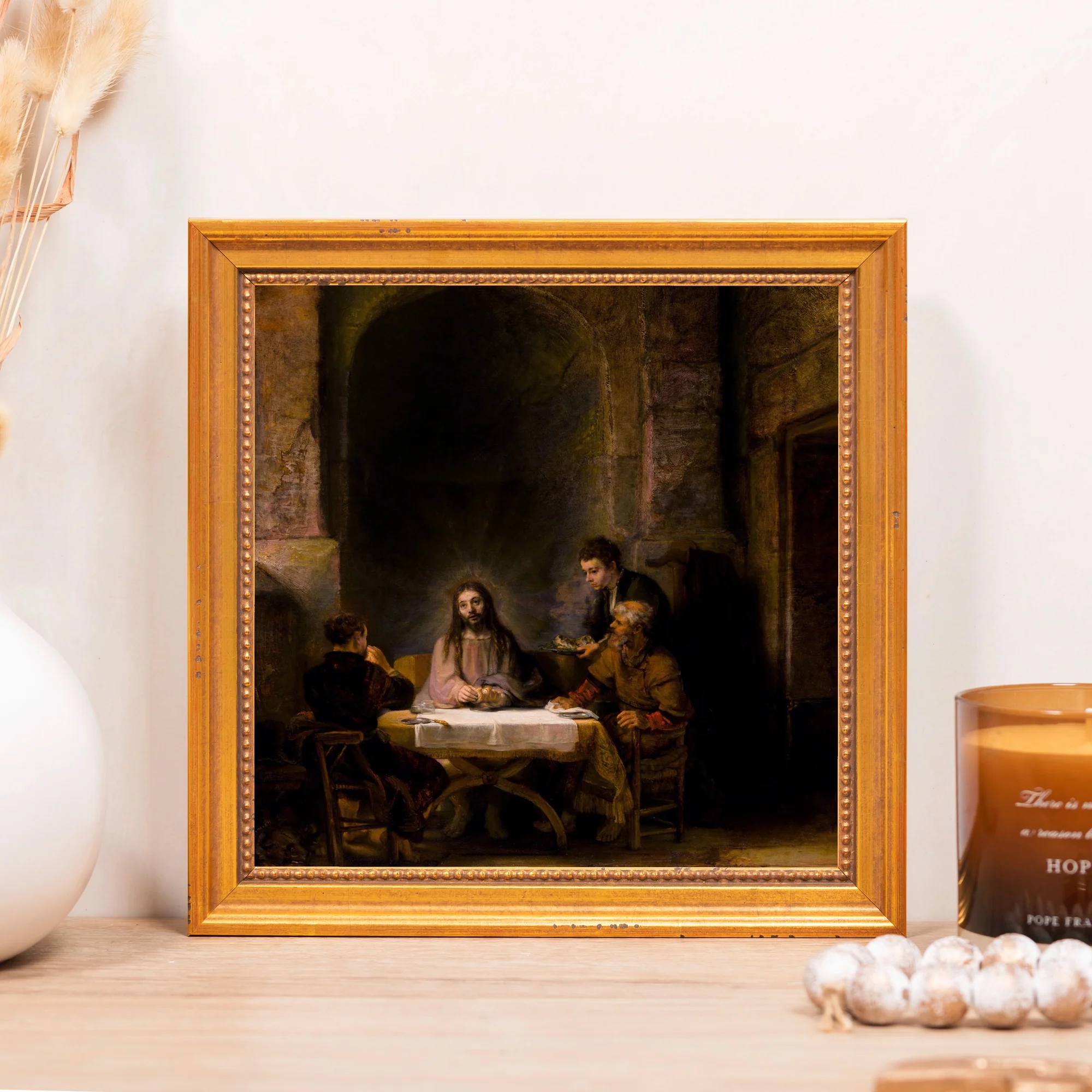 Rembrandt's Supper at Emmaus Framed Canvas - Sacred Mini Collection - Image 5