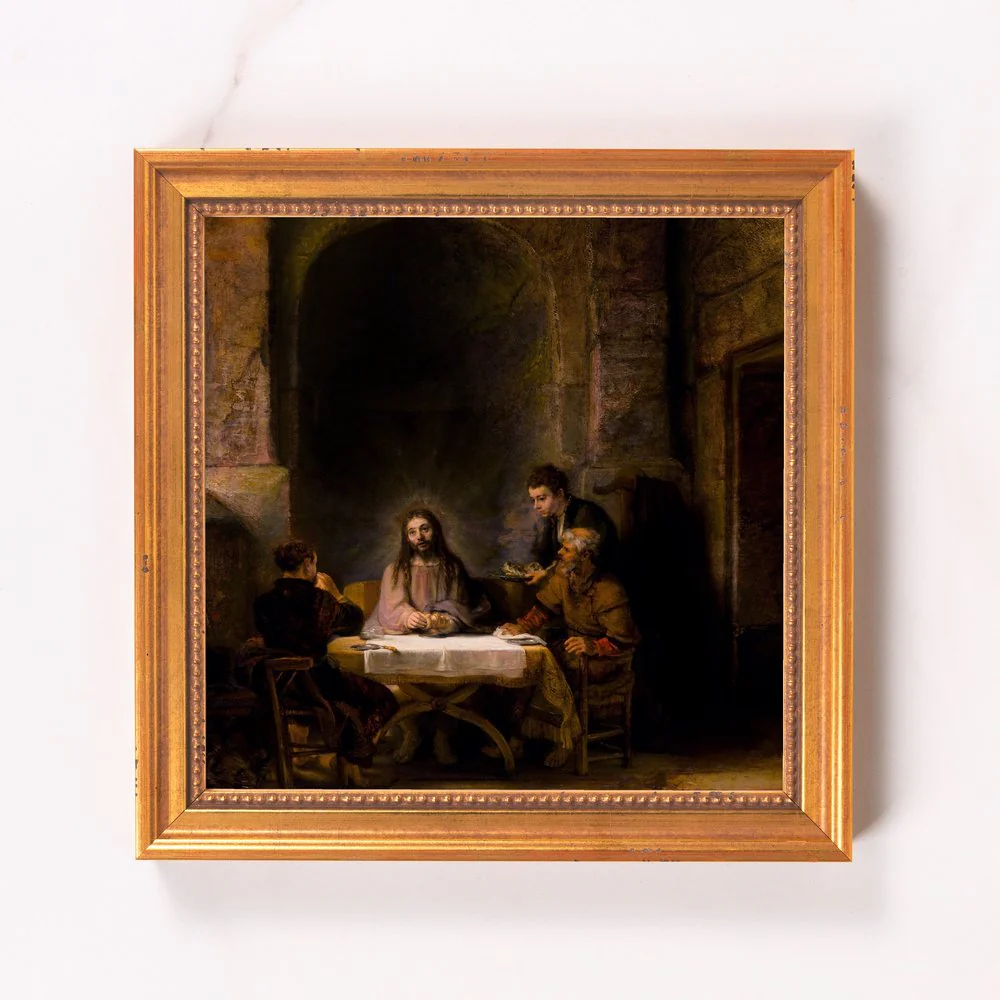 Rembrandt's Supper at Emmaus Framed Canvas - Sacred Mini Collection - Image 6