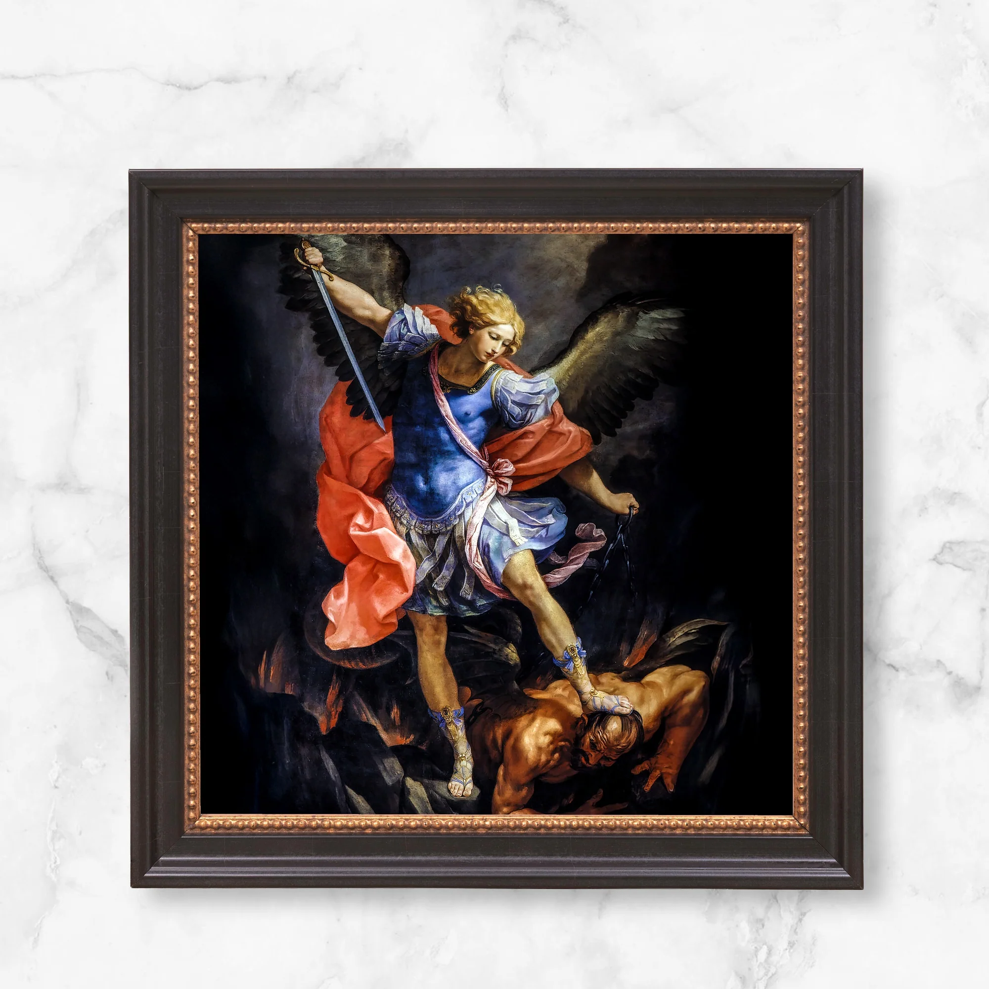 Reni's Archangel Michael Defeating Satan Framed Canvas - Sacred Mini Collection - Image 10