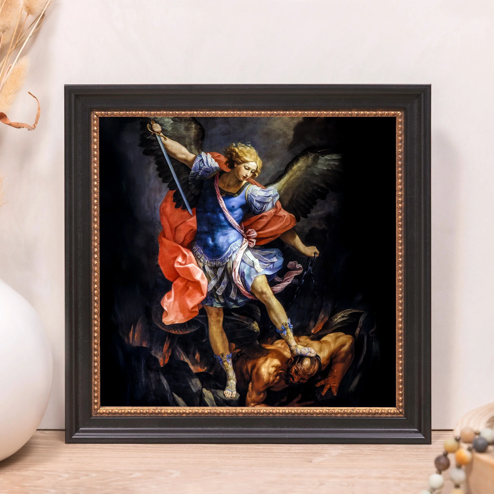 Reni's Archangel Michael Defeating Satan Framed Canvas - Sacred Mini Collection - Image 9