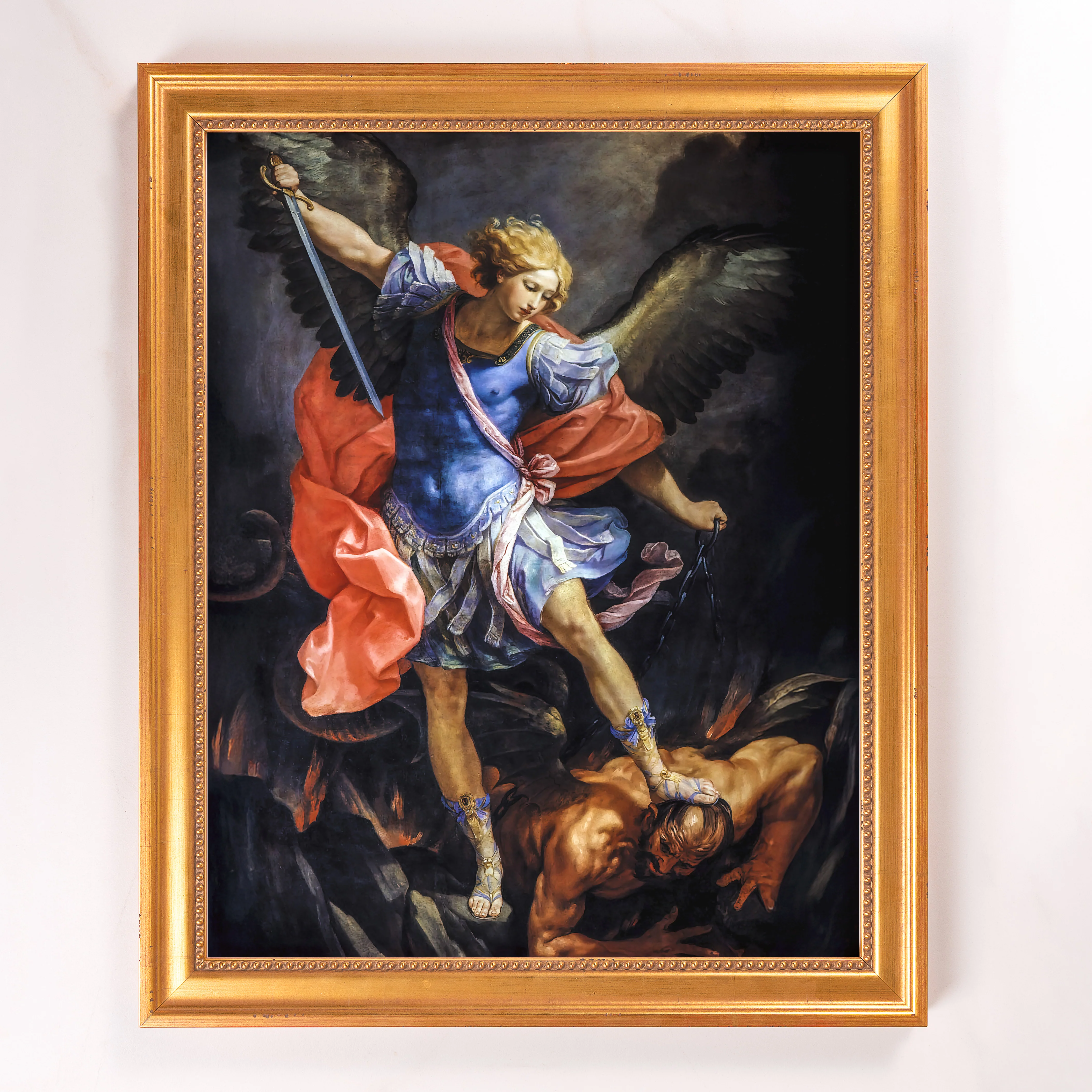 Reni's Archangel Michael Defeating Satan Framed Canvas - Sacred Signature Collection - Image 10