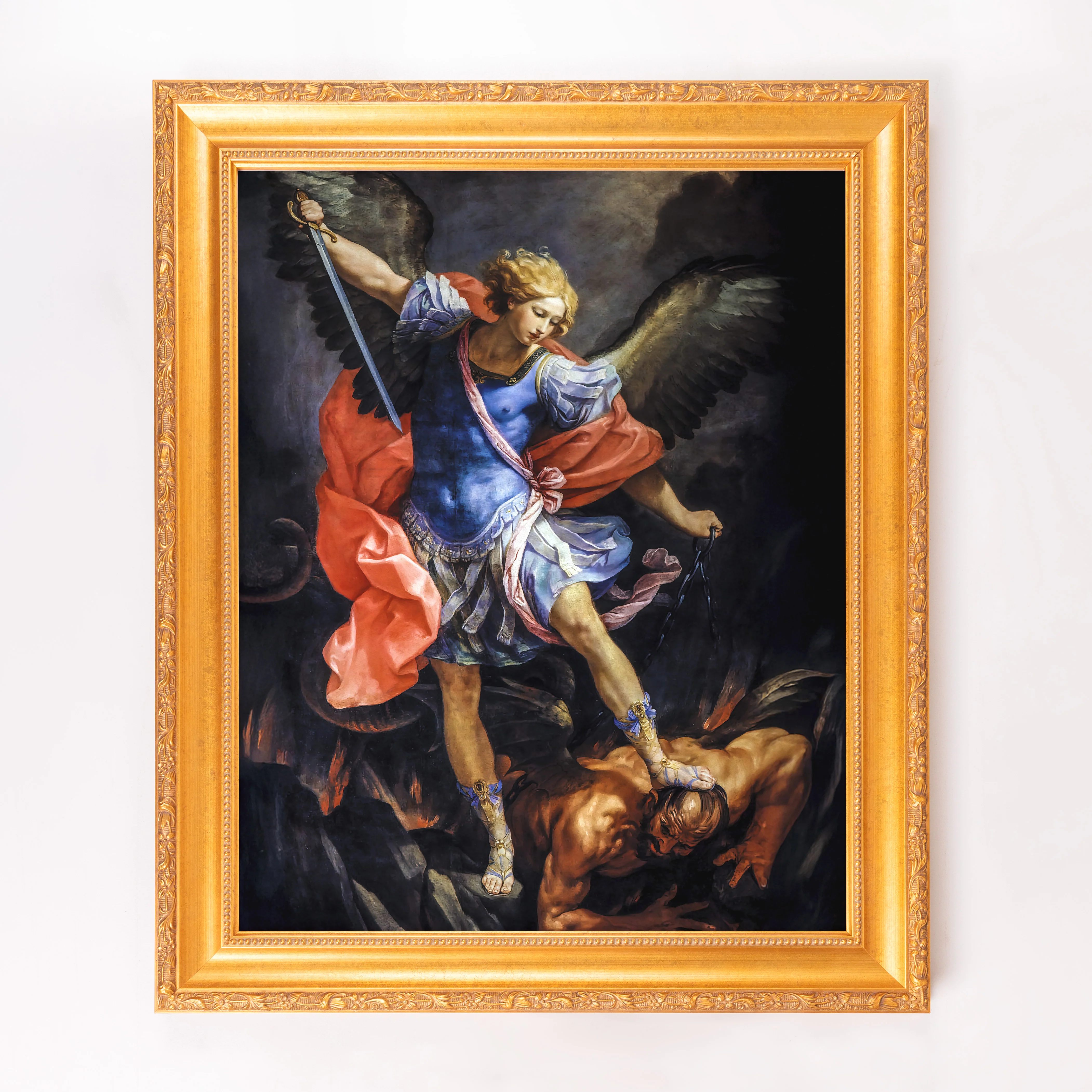 Reni's Archangel Michael Defeating Satan Framed Canvas - Sacred Signature Collection - Image 7
