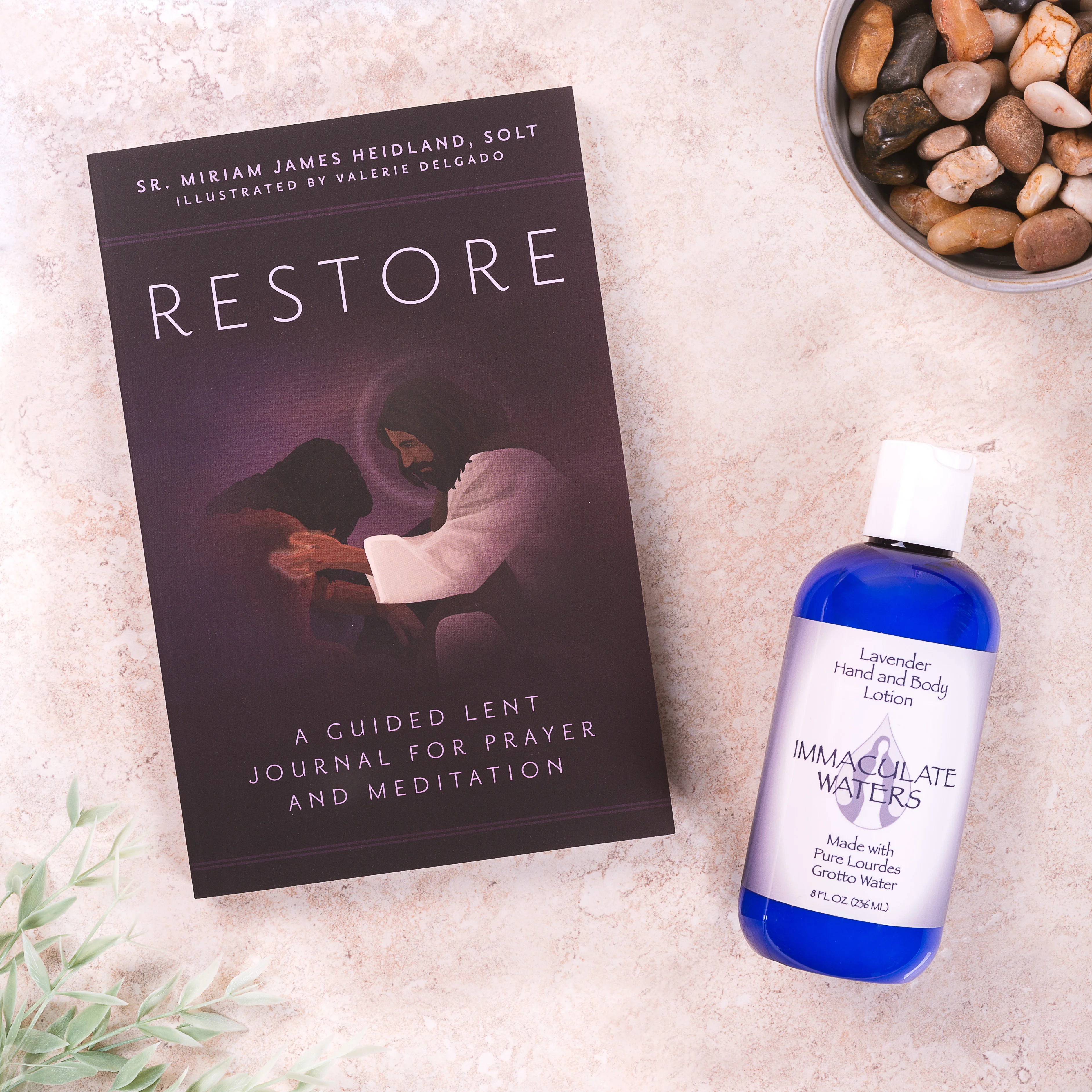 Restore: A Guided Lent Journal for Prayer and Meditation Book & Natural Lavender Immaculate Waters Hand & Body Lotion (Gift Set)