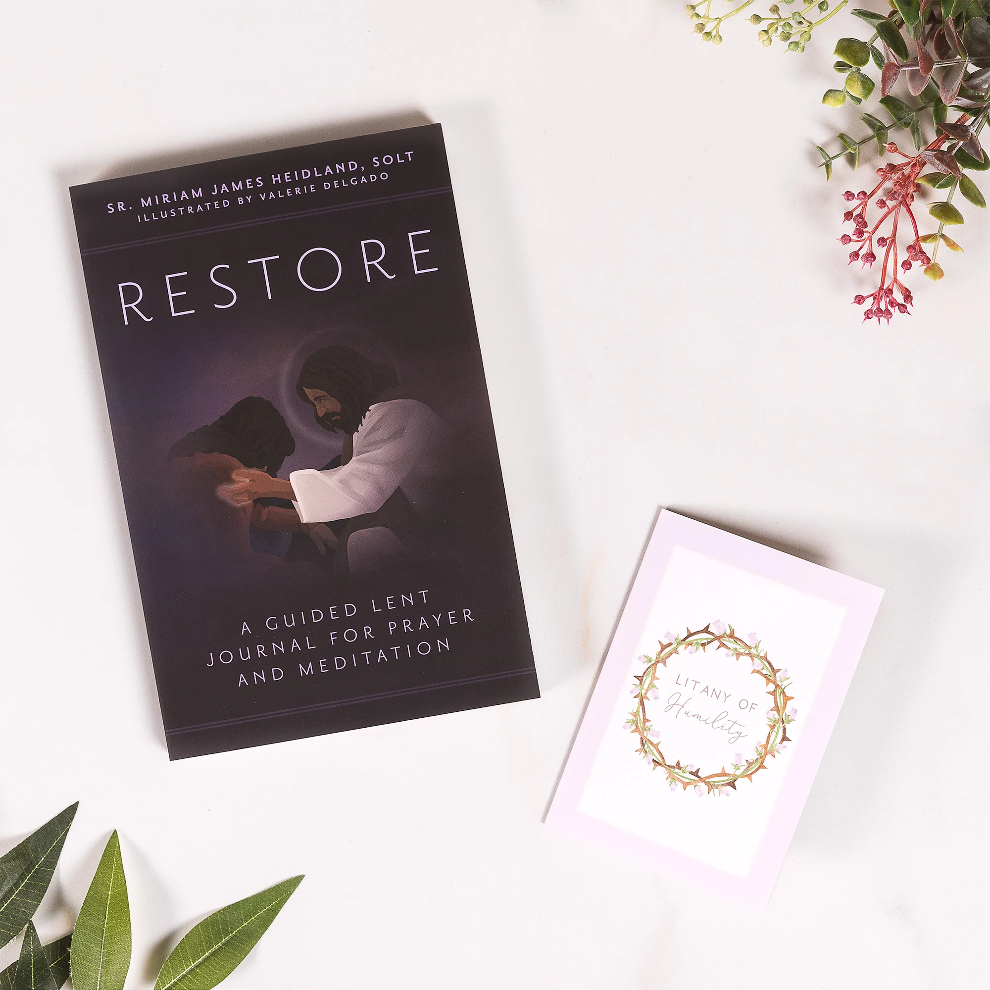 Restore: A Guided Lent Journal for Prayer and Meditation & Litany of Humility Folded Prayer Card (Gift Set)