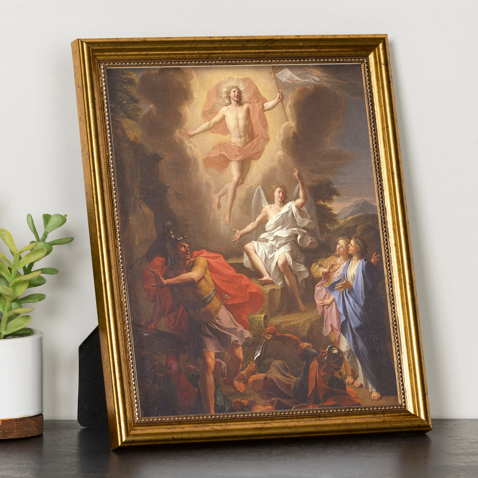 Resurrection of Christ Antique Gold Framed Print - Multiple Sizes