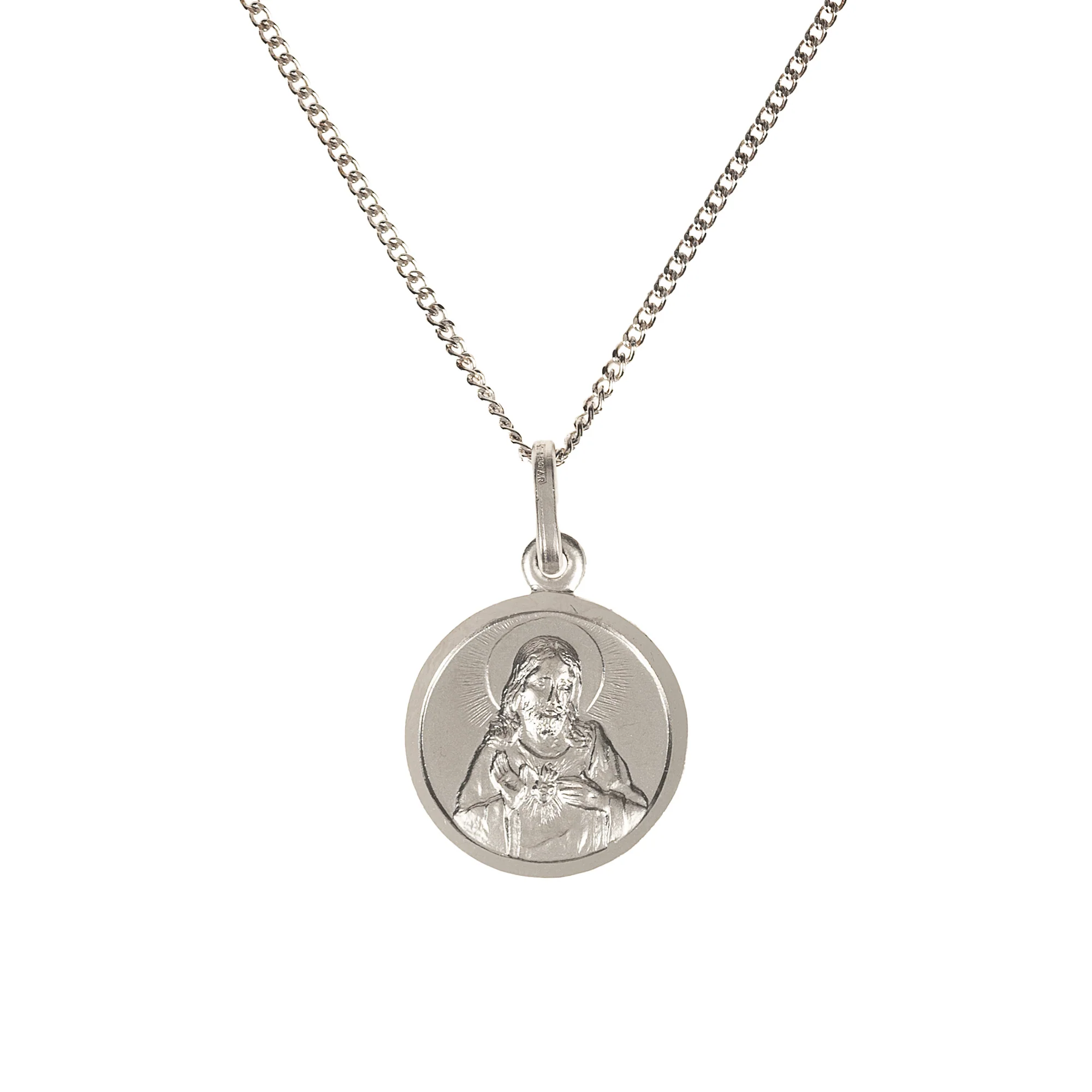 Rhodium Plated Sterling Sacred Heart Necklace - Image 2