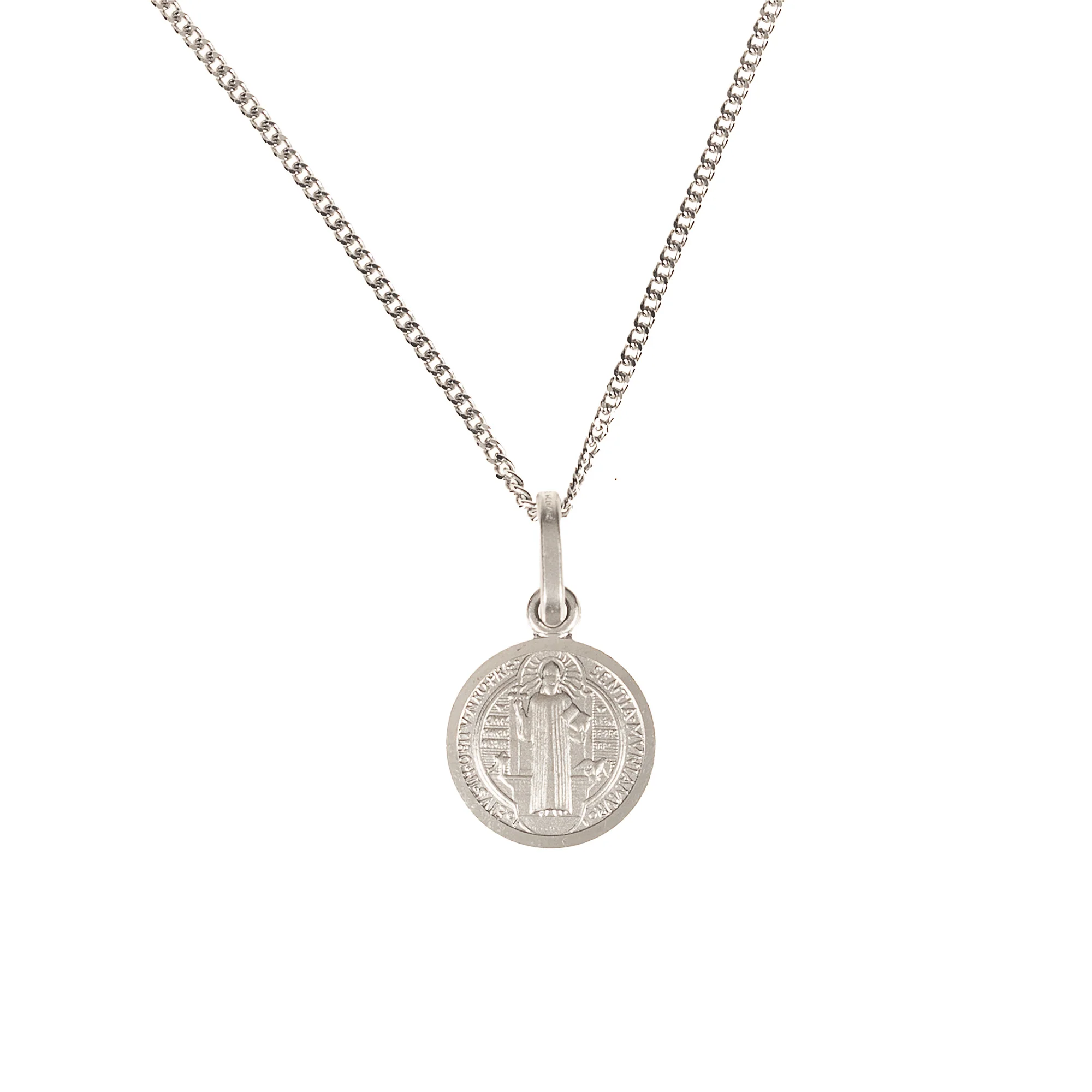 Rhodium Plated Sterling St. Benedict Jubilee Medal Necklace - Image 2
