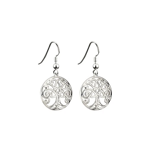Rhodium Tree of Life Earrings - Celtic