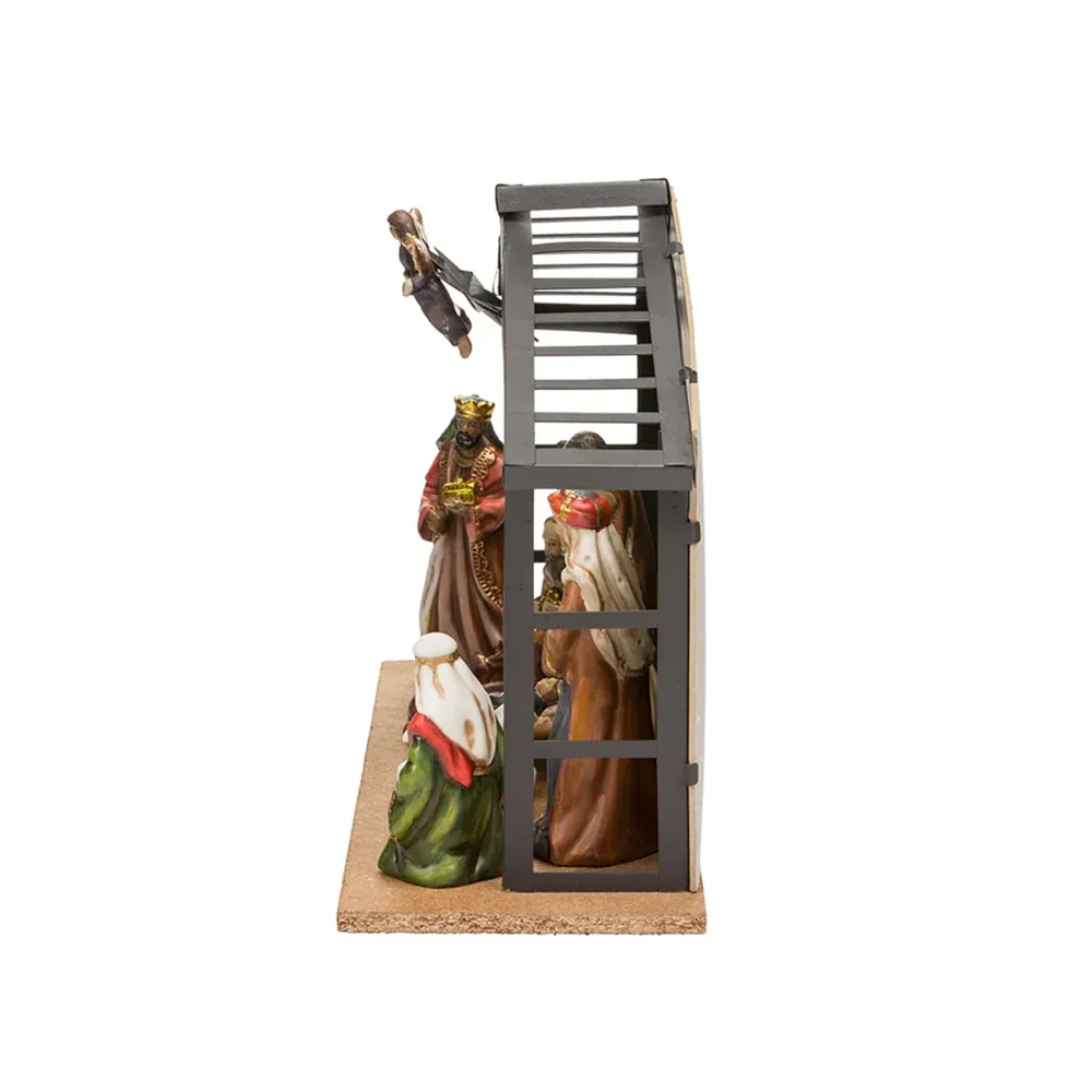 Richly Colored Porcelain Nativity Set & Stable - 10-Pieces - Image 5