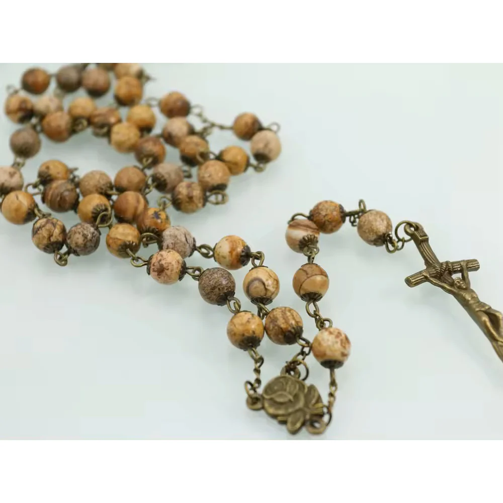 River Stone & Bronze Rosary - Image 2