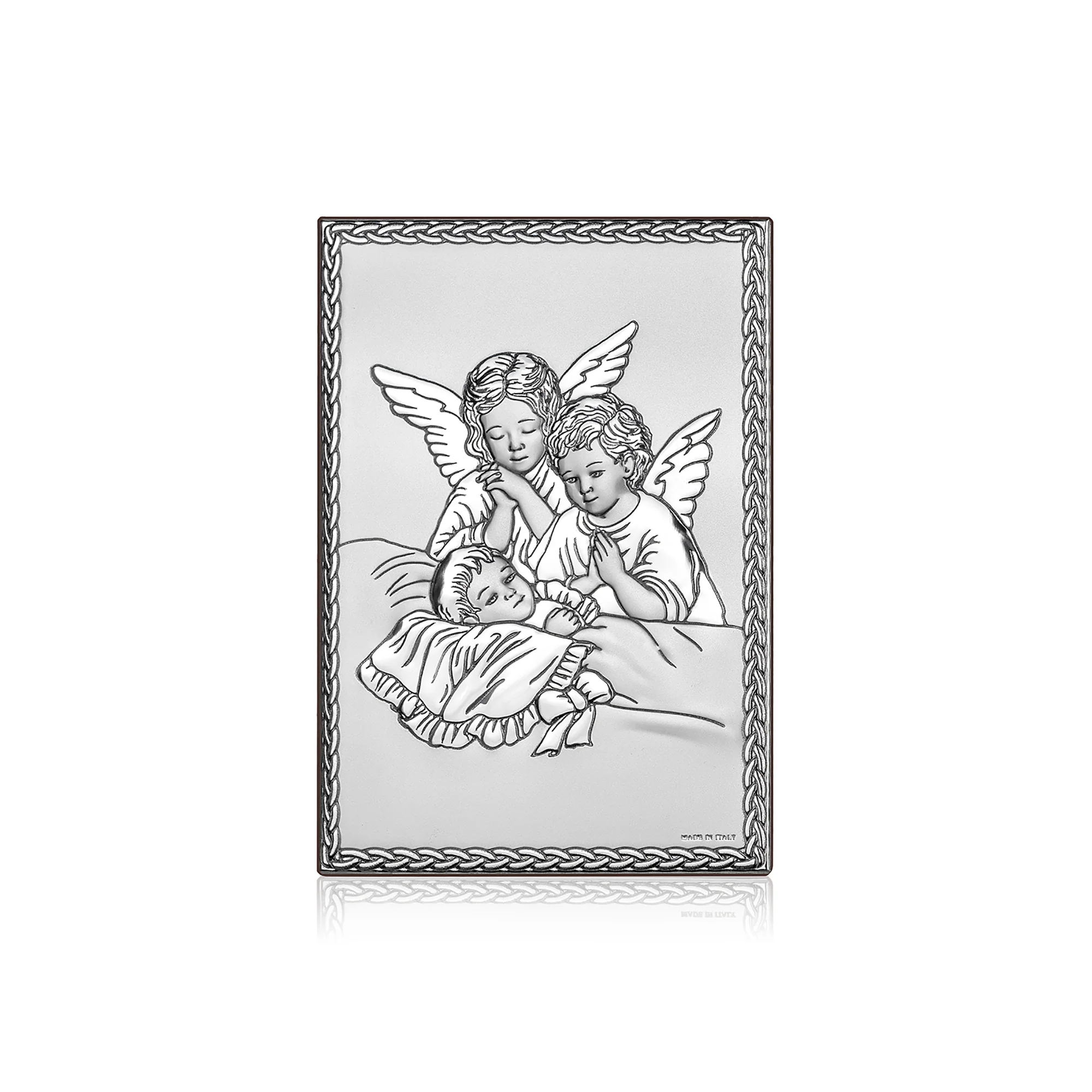 Roped Silver Guardian Angels Plaque - 5.5" x 4" - Image 2
