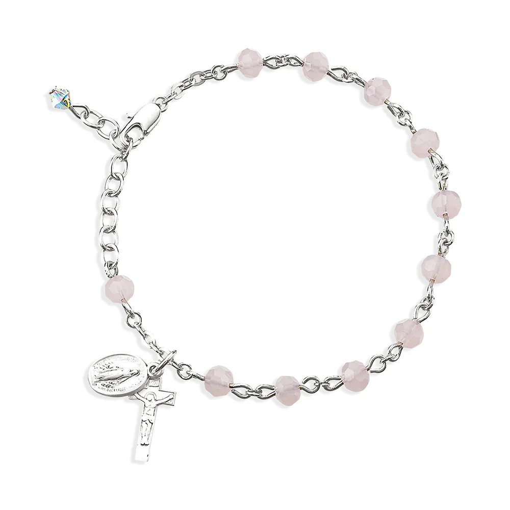 Rose Opal & Austrian Crystal Rosary Bracelet - Image 2