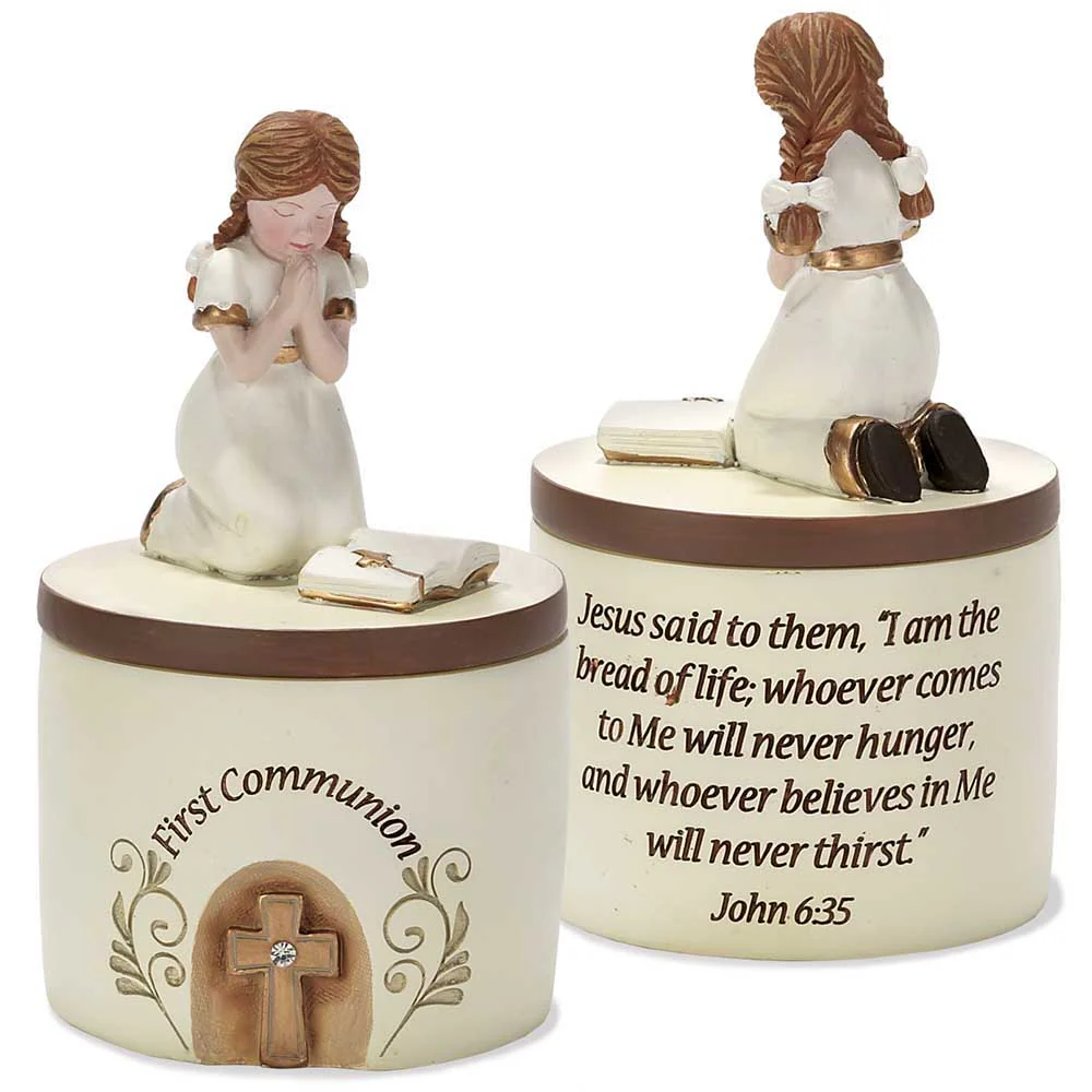 Round Bread of Life First Communion Keepsake Box