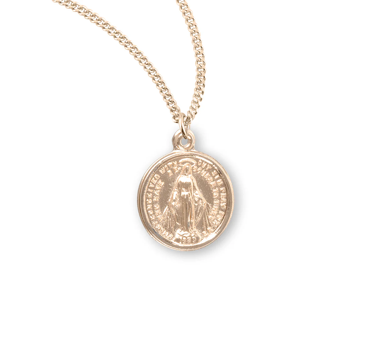 Round Miraculous Medal Necklace - Gold or Silver