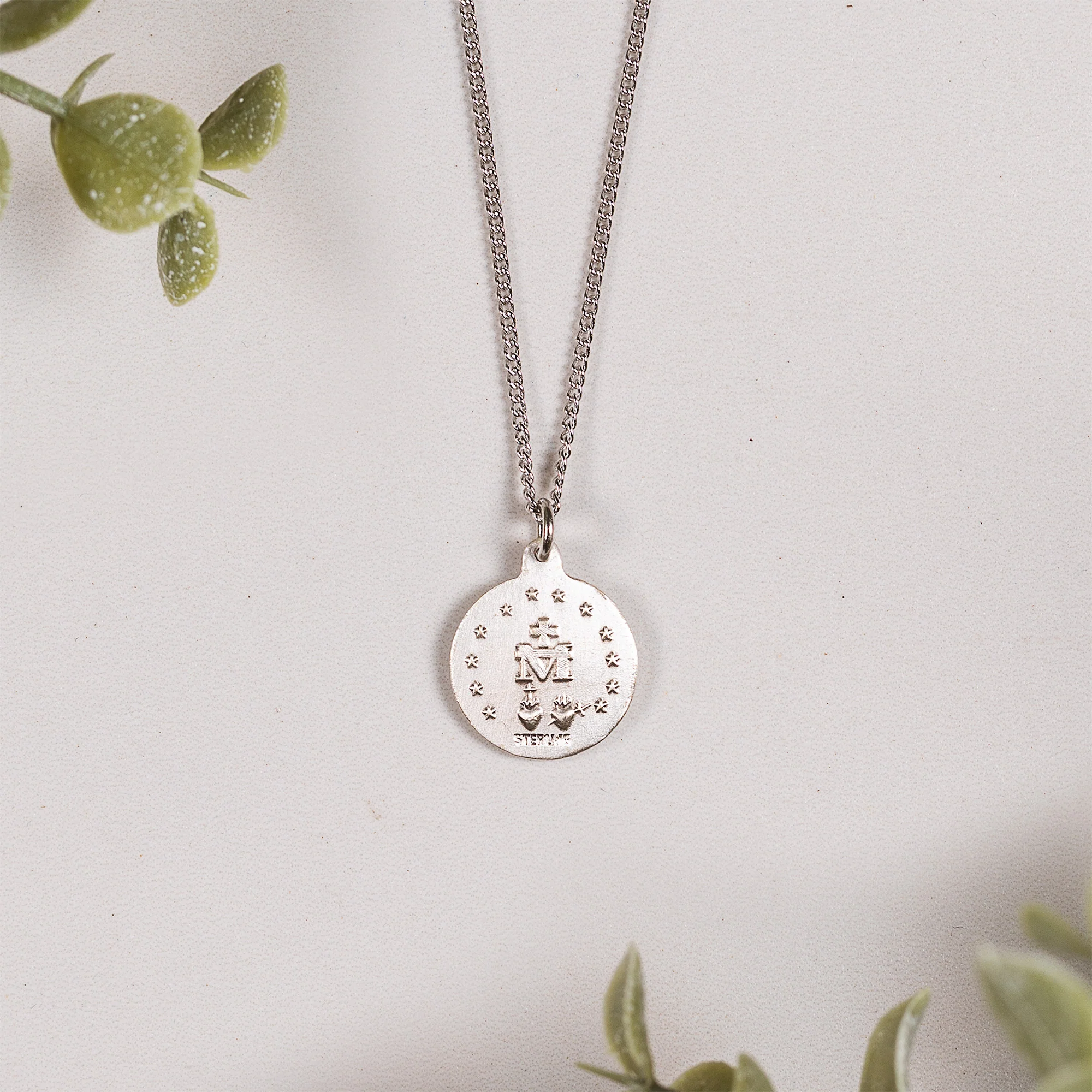 Round Miraculous Medal Necklace - Gold or Silver - Image 4