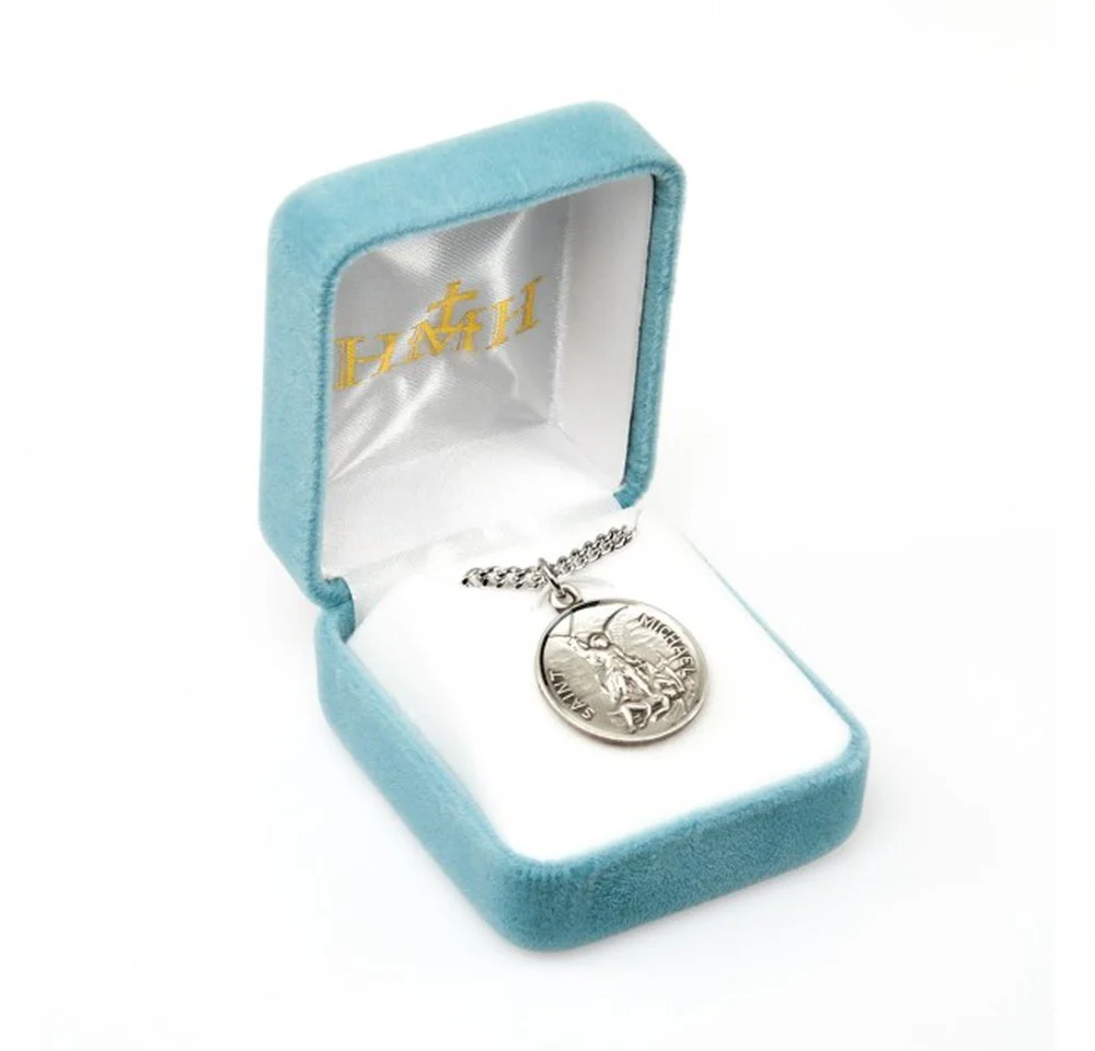 Round St. Michael Warrior Medal Necklace on 24" Chain - Image 2