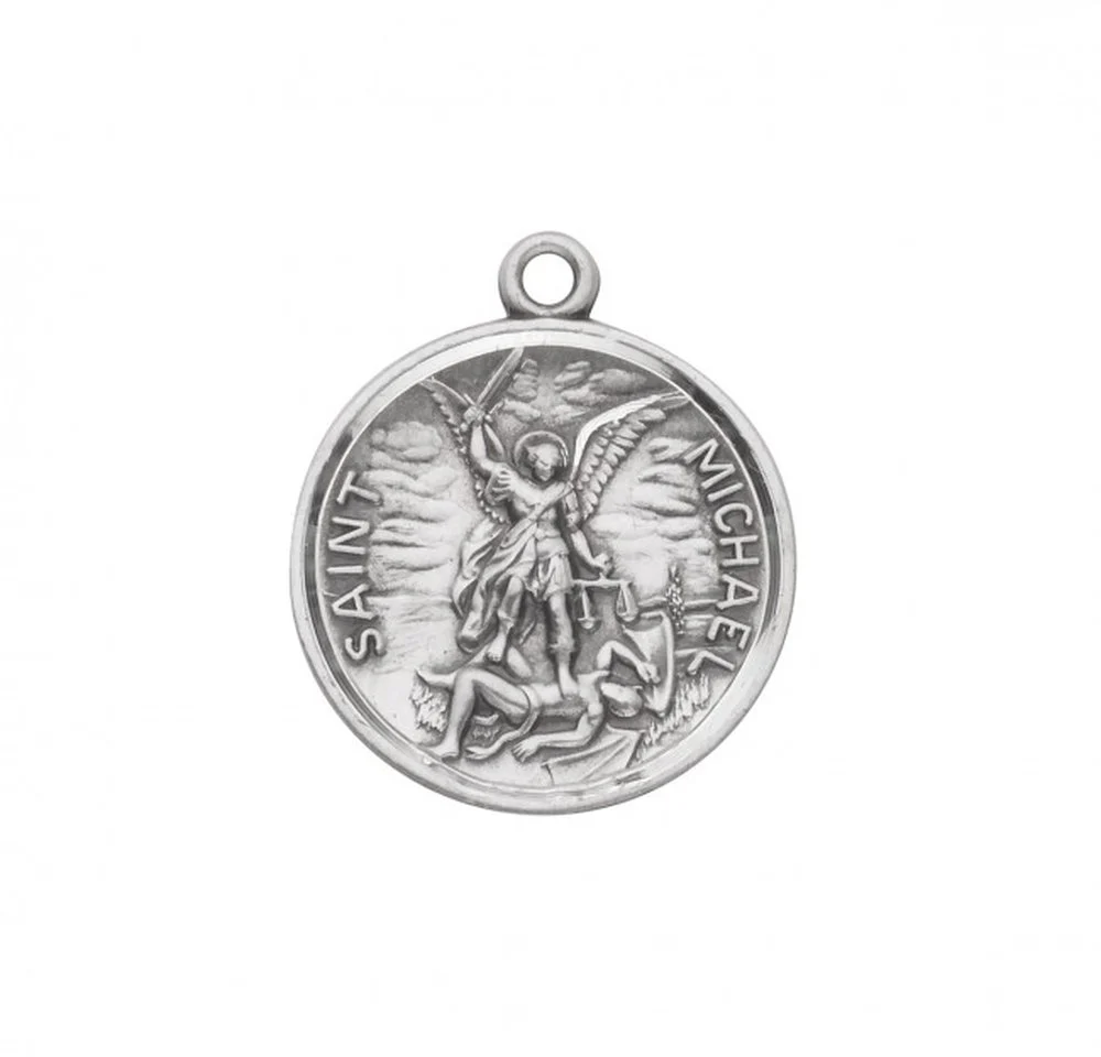 Round St. Michael Warrior Medal Necklace on 24" Chain - Image 3