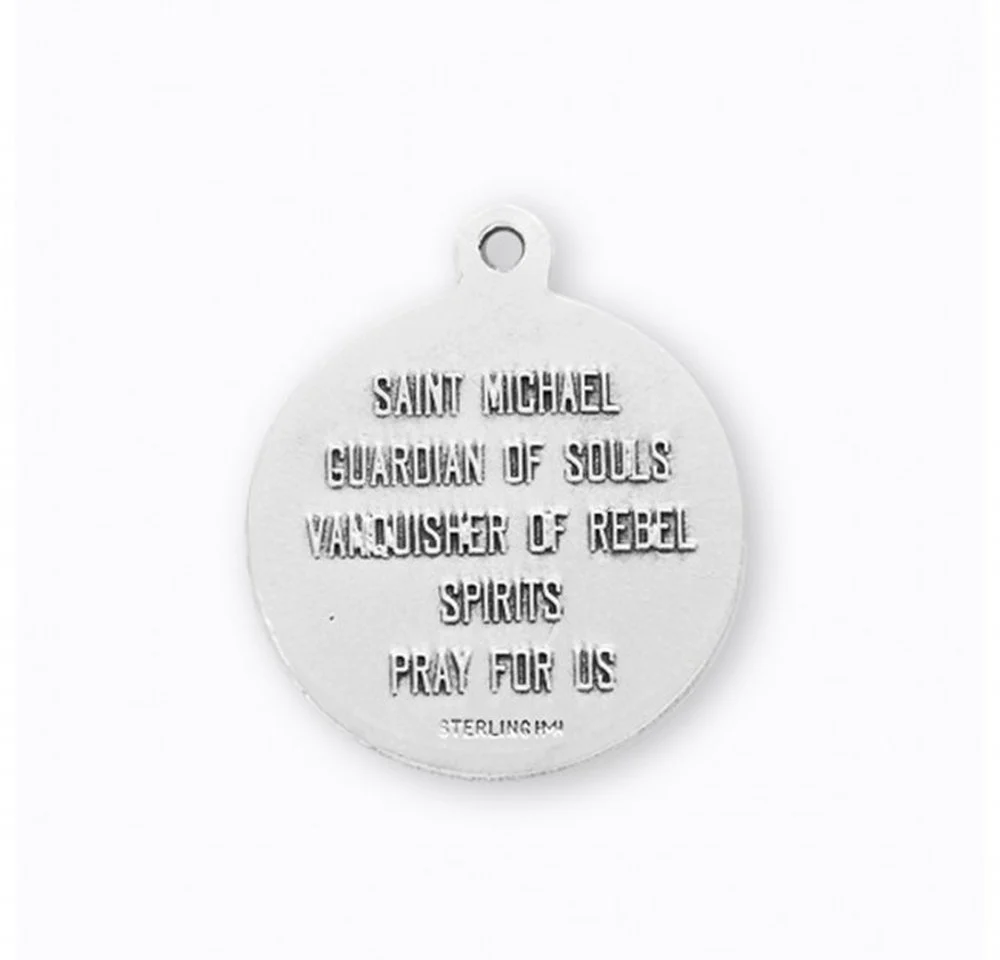 Round St. Michael Warrior Medal Necklace on 24" Chain - Image 4