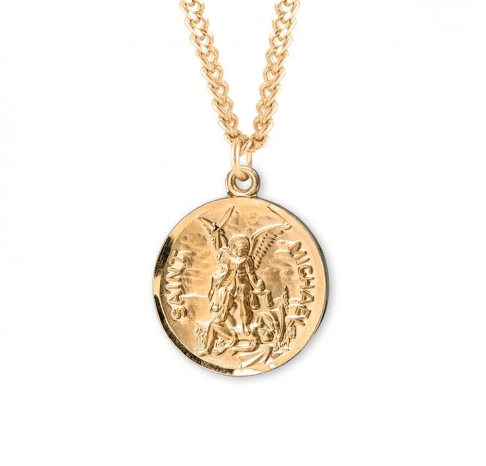Round St. Michael Warrior Medal Necklace on 24" Chain - Image 5