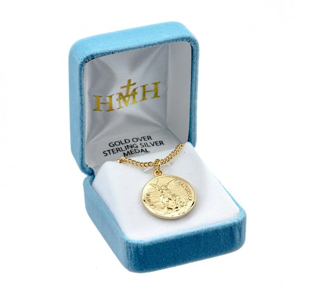 Round St. Michael Warrior Medal Necklace on 24" Chain - Image 6
