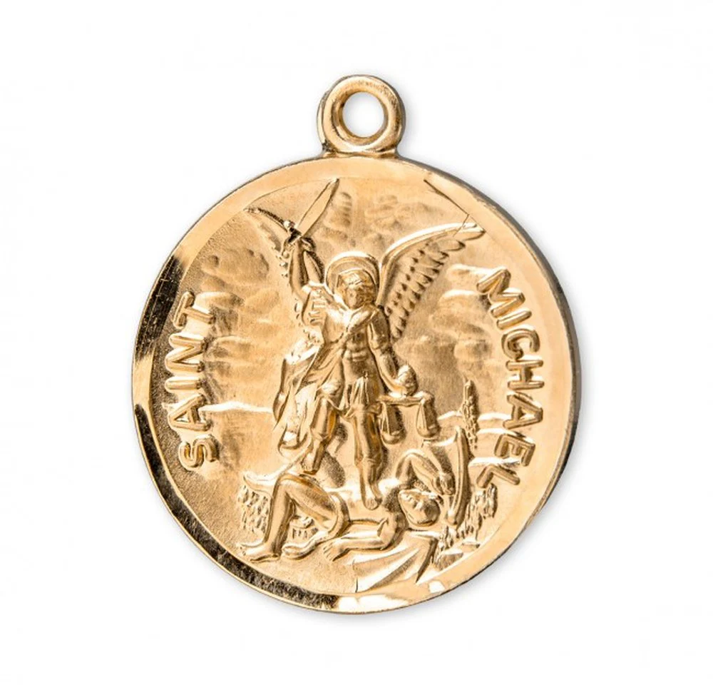 Round St. Michael Warrior Medal Necklace on 24" Chain - Image 7