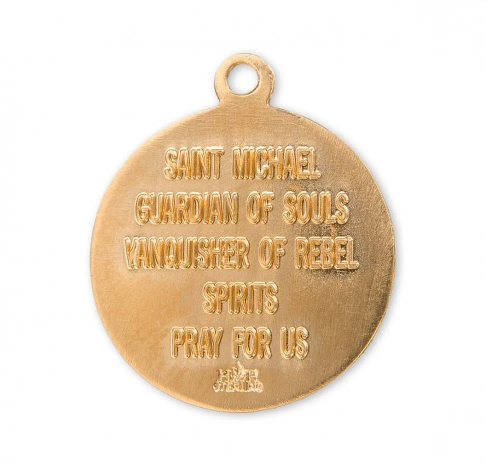Round St. Michael Warrior Medal Necklace on 24" Chain - Image 8
