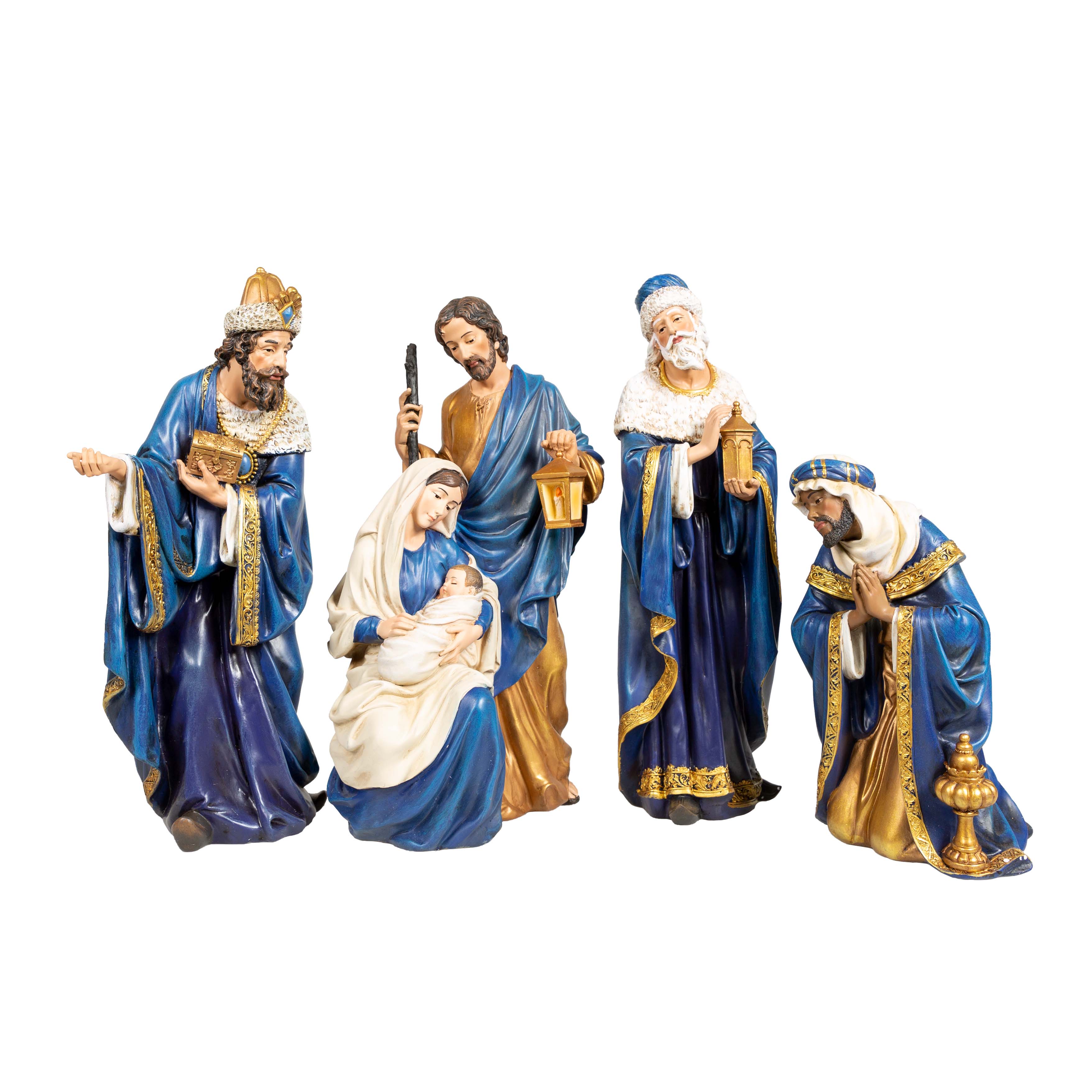 Royal Blue and Gold Nativity Set - 4 Pieces - Image 2