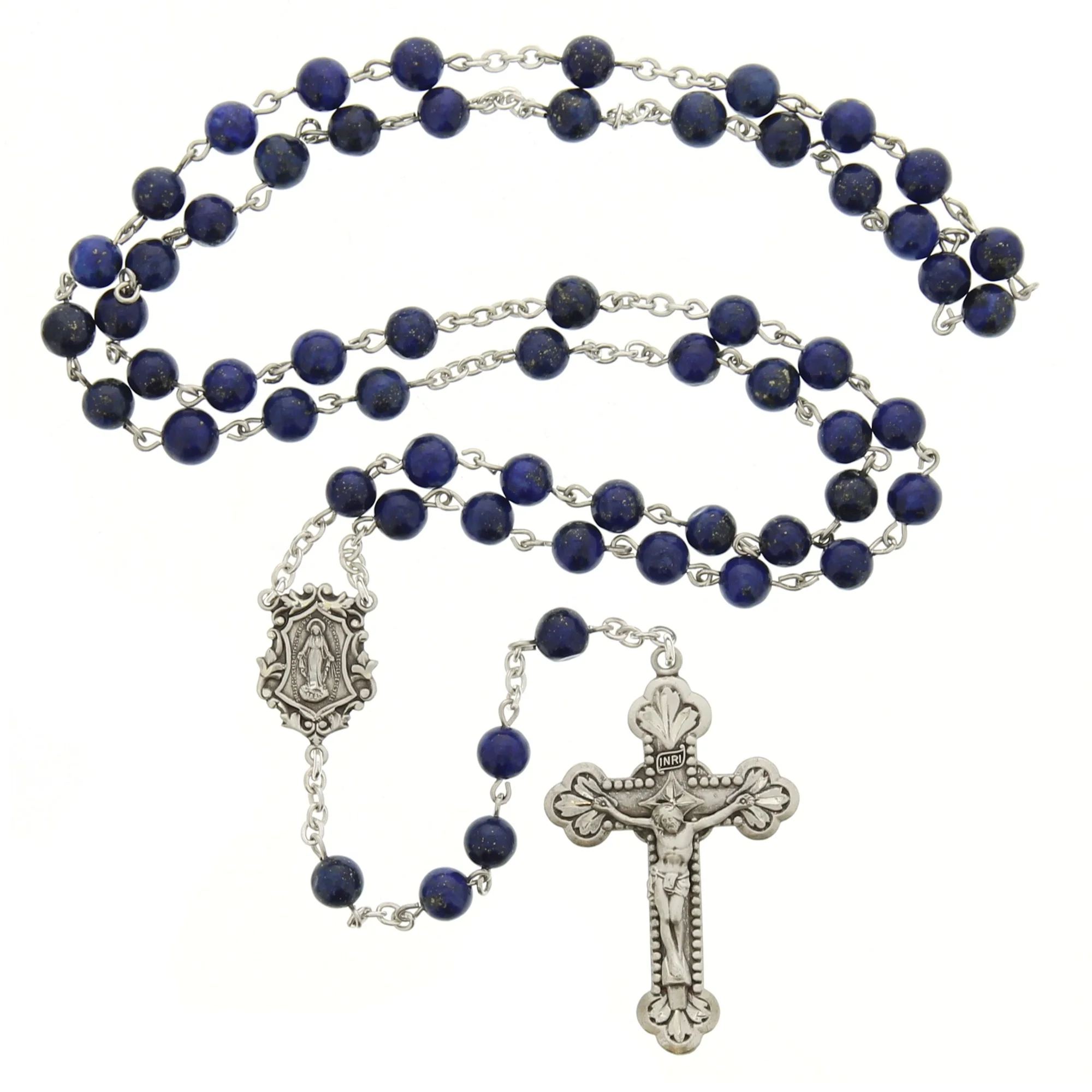 Royal Blue Lapis & Sterling Rosary - Image 3