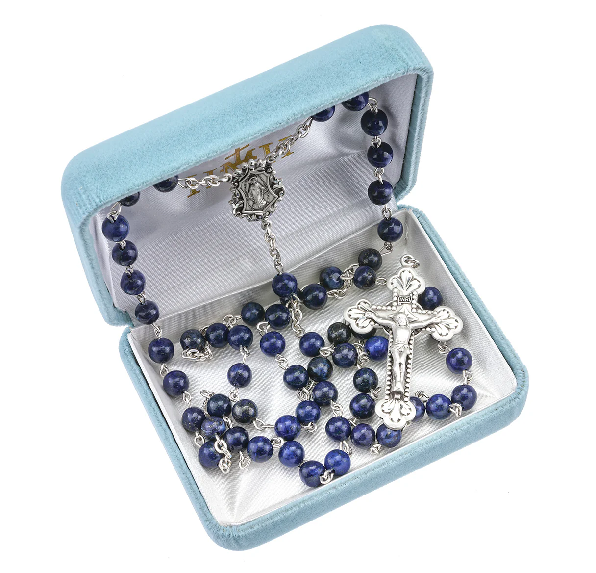 Royal Blue Lapis & Sterling Rosary - Image 4