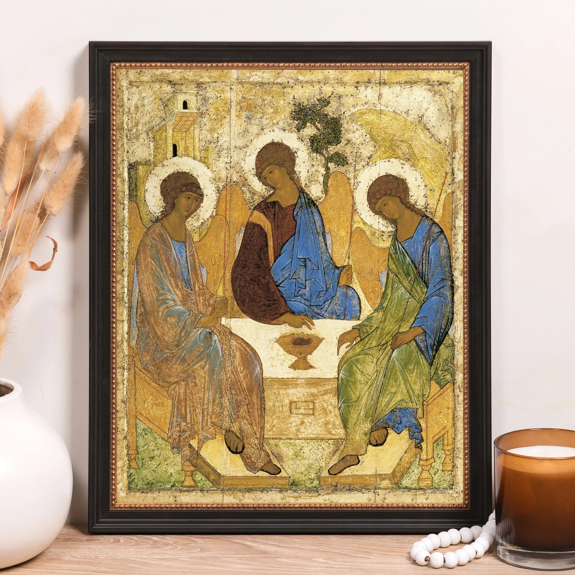 Rublev's Icon of the Trinity Framed Canvas - Sacred Classics Collection - Image 3