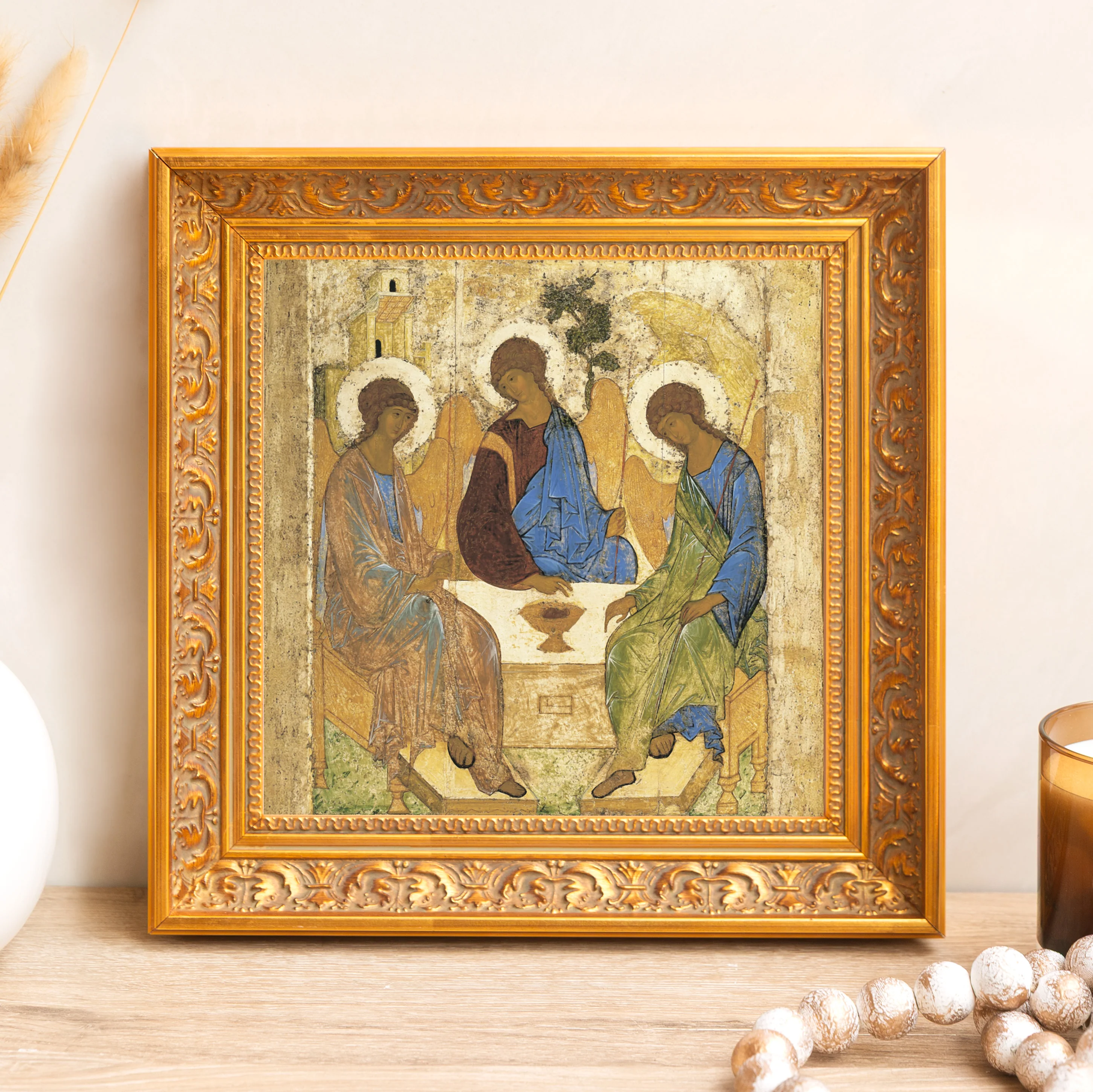 Rublev's Icon of the Trinity Framed Canvas - Sacred Mini Collection