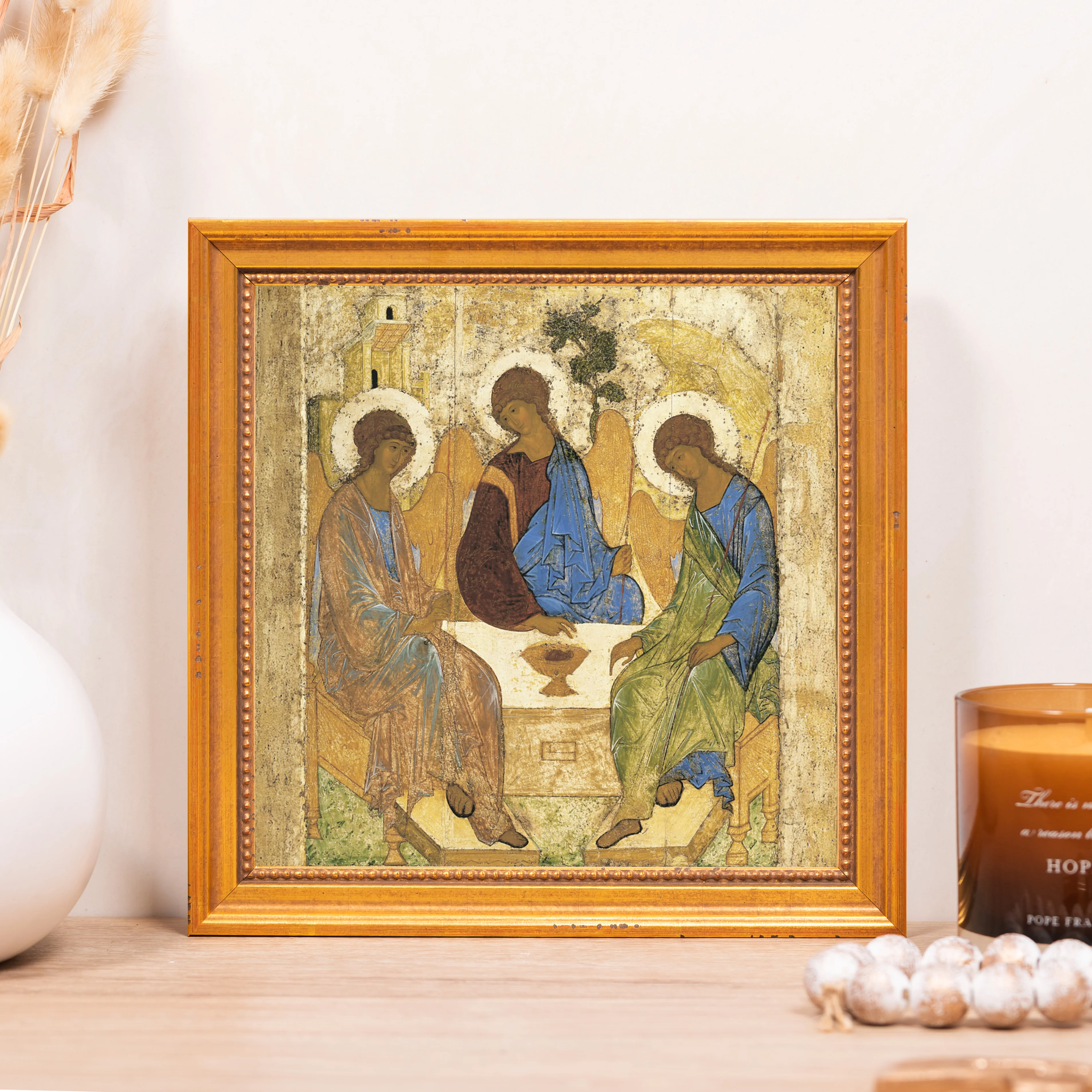 Rublev's Icon of the Trinity Framed Canvas - Sacred Mini Collection - Image 4