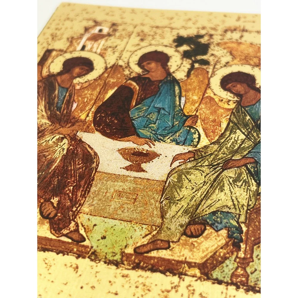 Rublev's Trinity Framed Greek Icon - 7.25" x 5.75" - Image 3