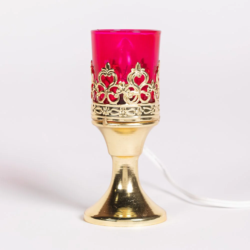 Ruby Glass Standing Electric Votive Candle Holder