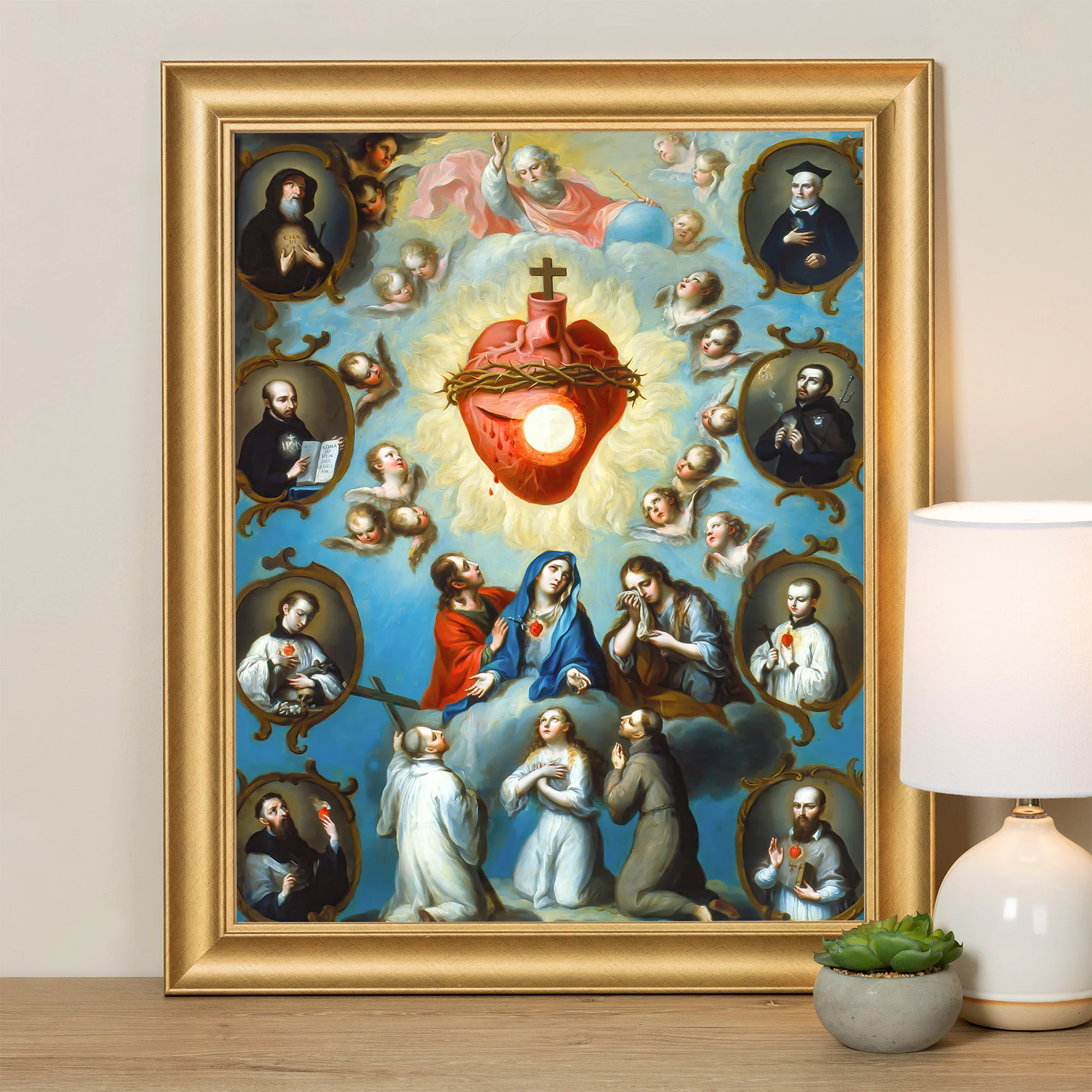 Ruiz The Heart of Jesus Gold Framed Print - Multiple Sizes