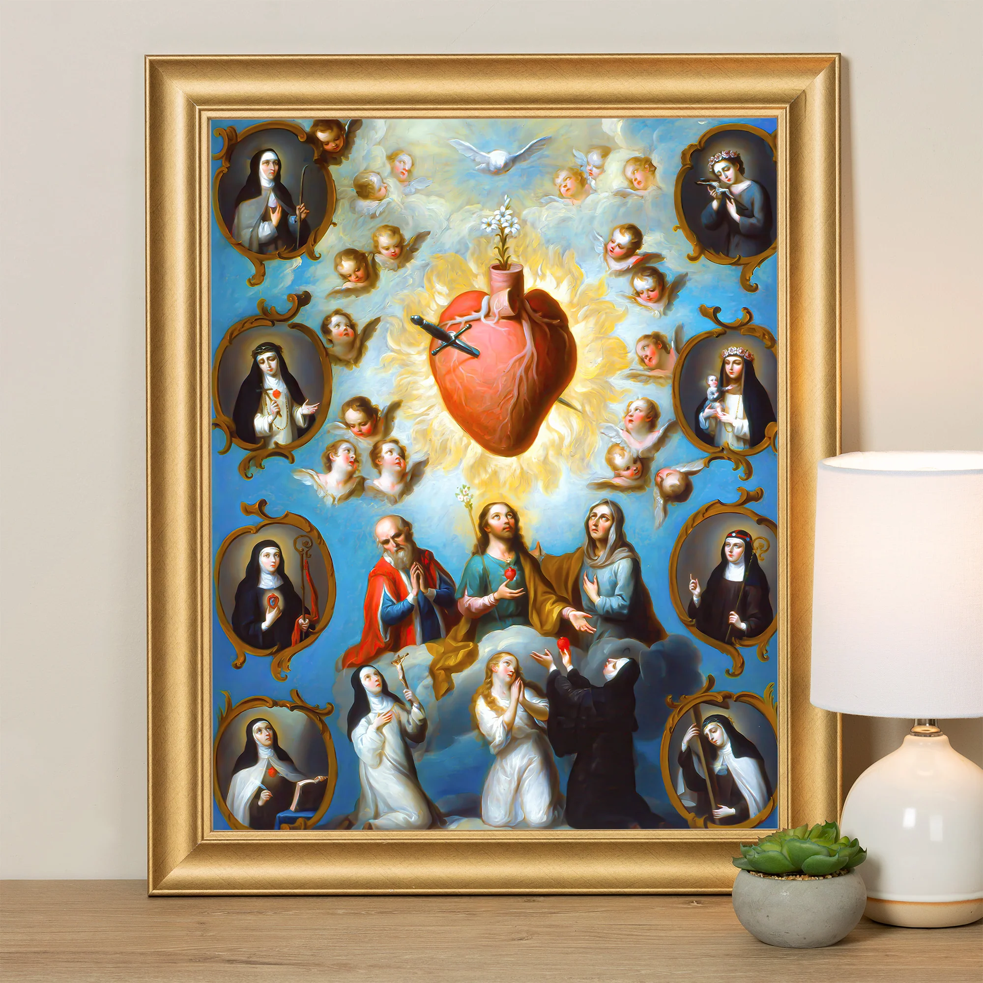 Ruiz The Heart of Mary Gold Framed Print - Multiple Sizes