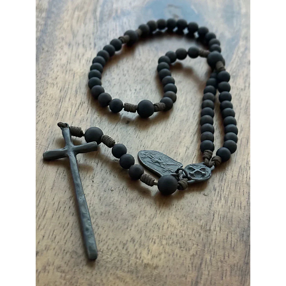 Rustic St. Michael Latin Cross Wooden Rosary - Image 2