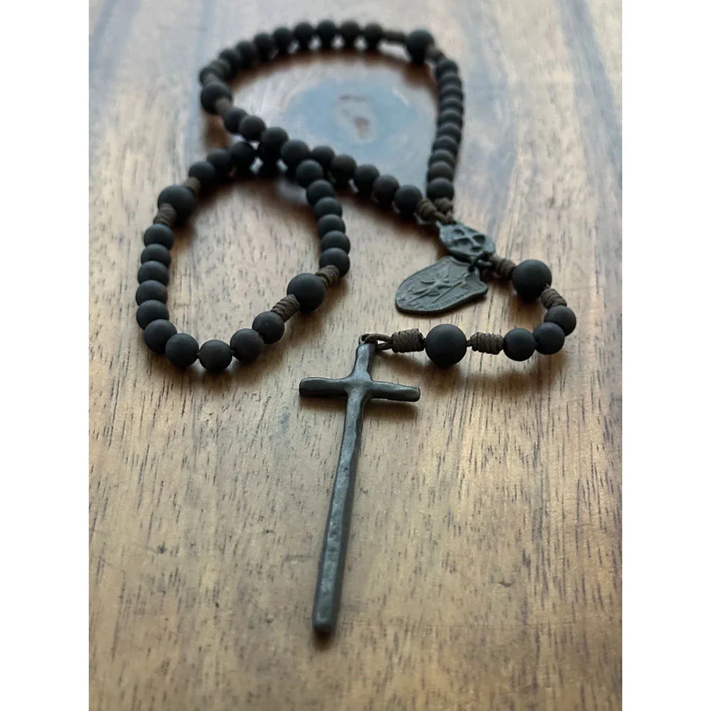 Rustic St. Michael Latin Cross Wooden Rosary - Image 3